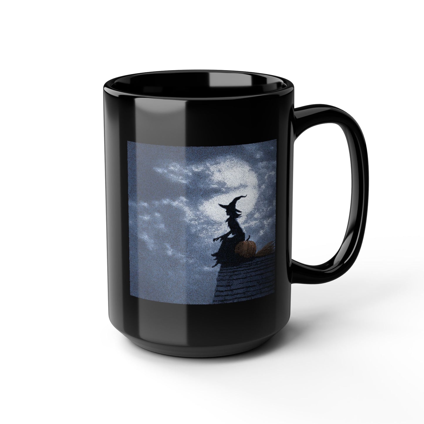 Halloween Witch Silhouette Mug — Spooky Moonlit Pumpkin Coffee Cup (11oz/15oz)