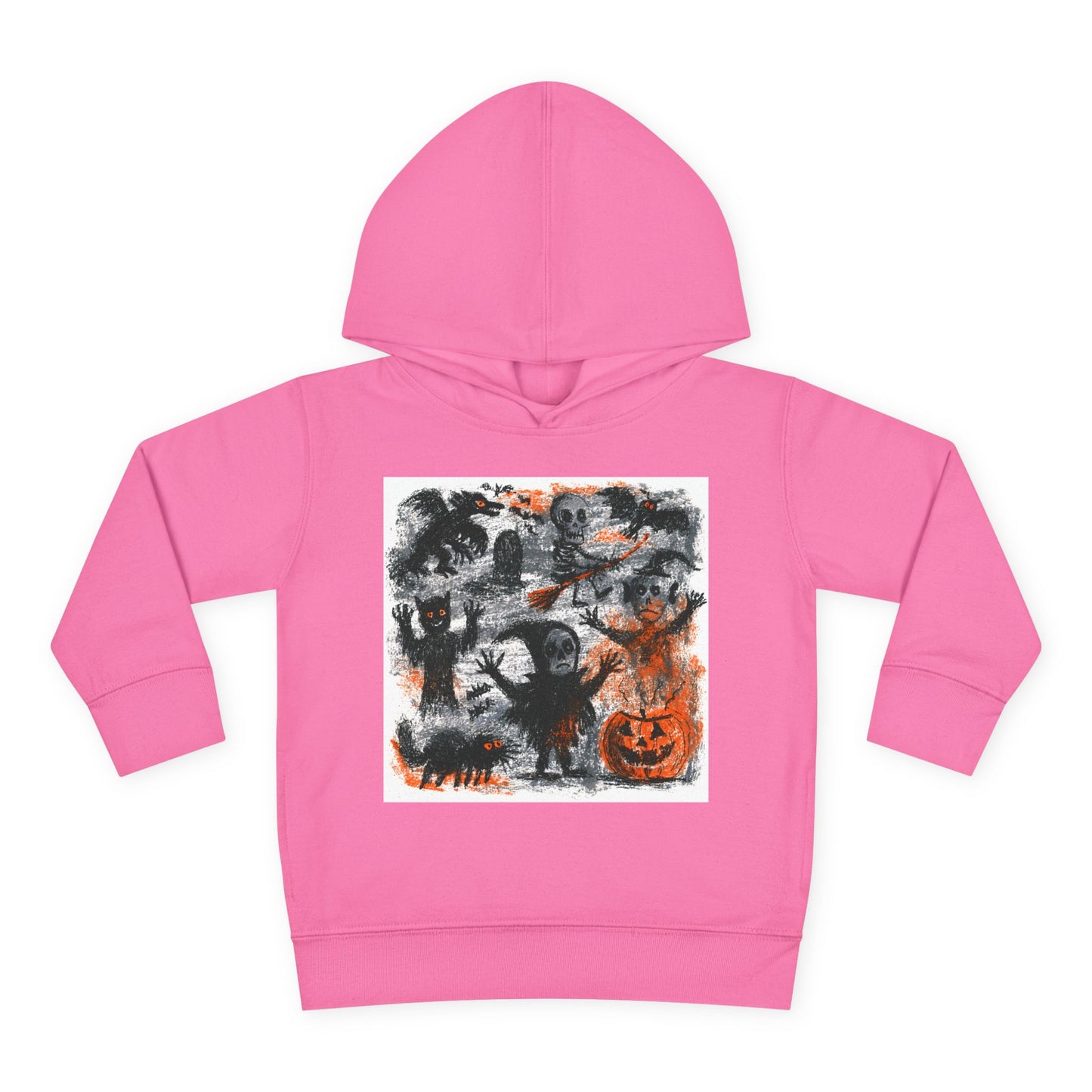 Spooky Halloween Scene Toddler Hoodie | Pumpkin, Ghosts & Bats