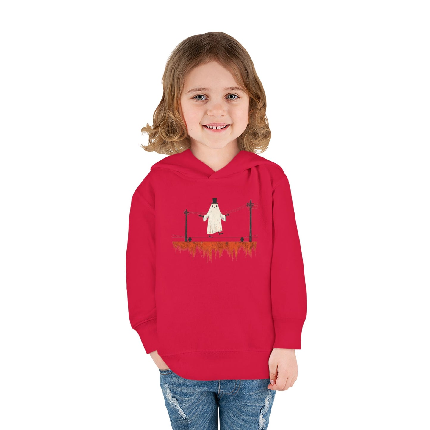 Toddler Hoodie — Cute Ghost on Haunted High Wire Halloween Pullover