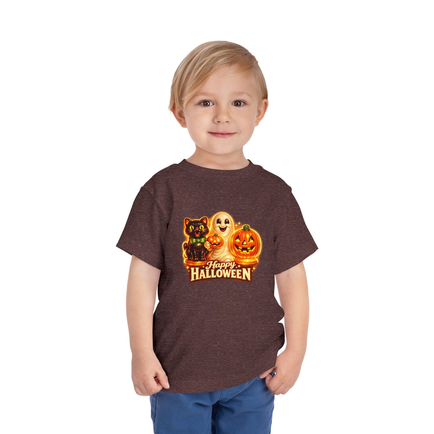 Toddler Halloween Tee - Cute Ghost, Black Cat, & Jack-O'-Lantern “Halloween Blow Mold” Shirt