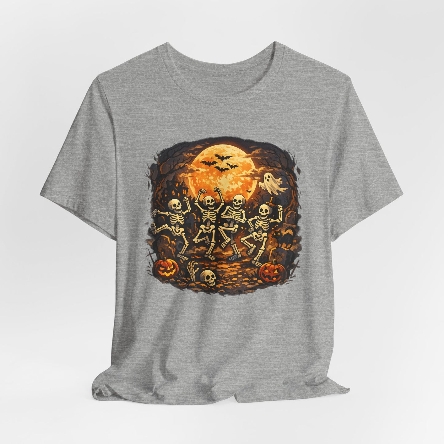 Halloween Skeleton Dance T-Shirt — Spooky Pumpkin Full Moon Tee