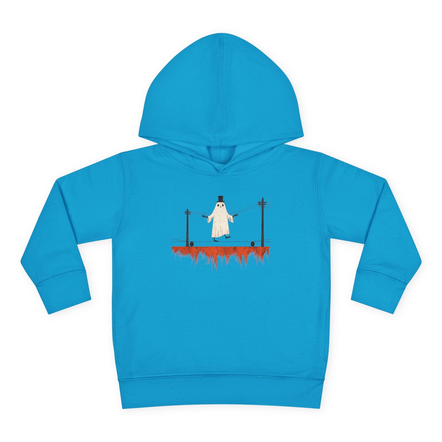 Toddler Hoodie — Cute Ghost on Haunted High Wire Halloween Pullover