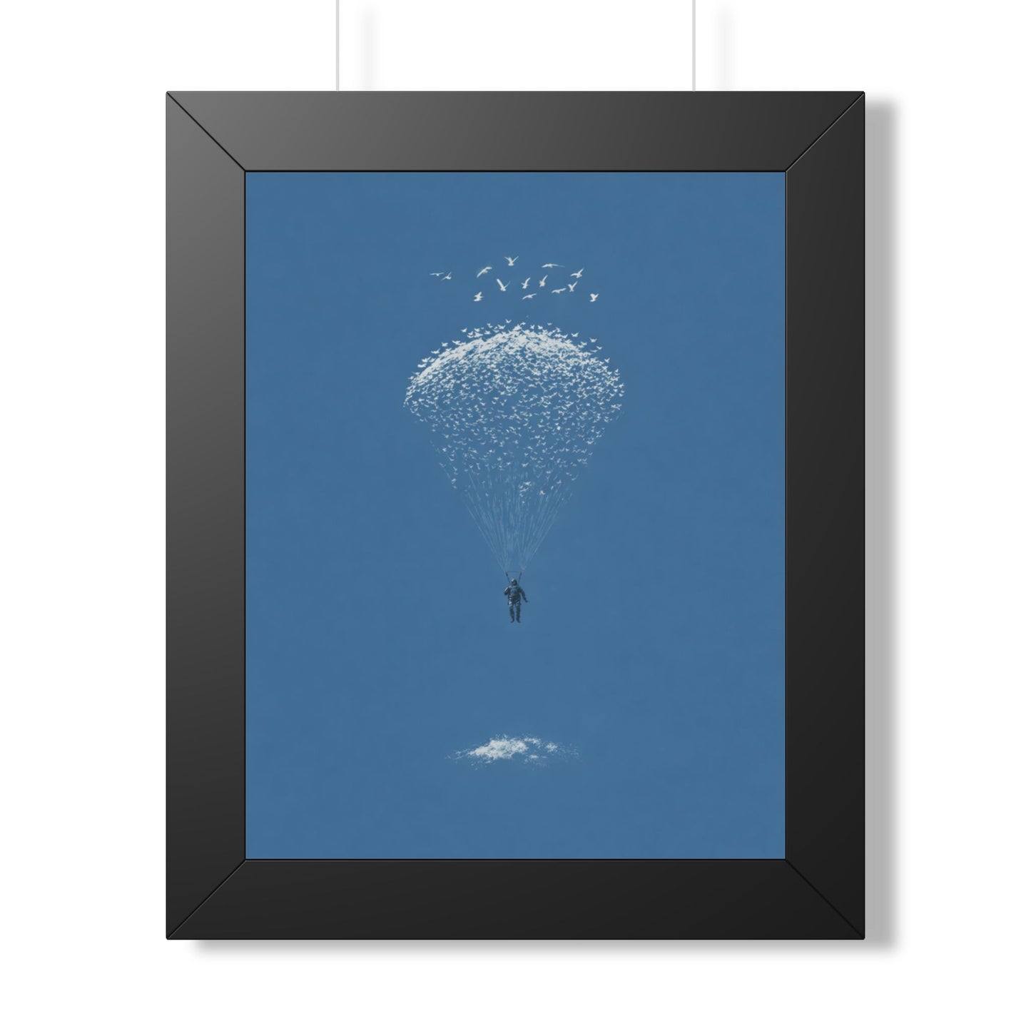 Framed Digital Print— Sky Diver Parachute Bird Cluster Minimal Art Print