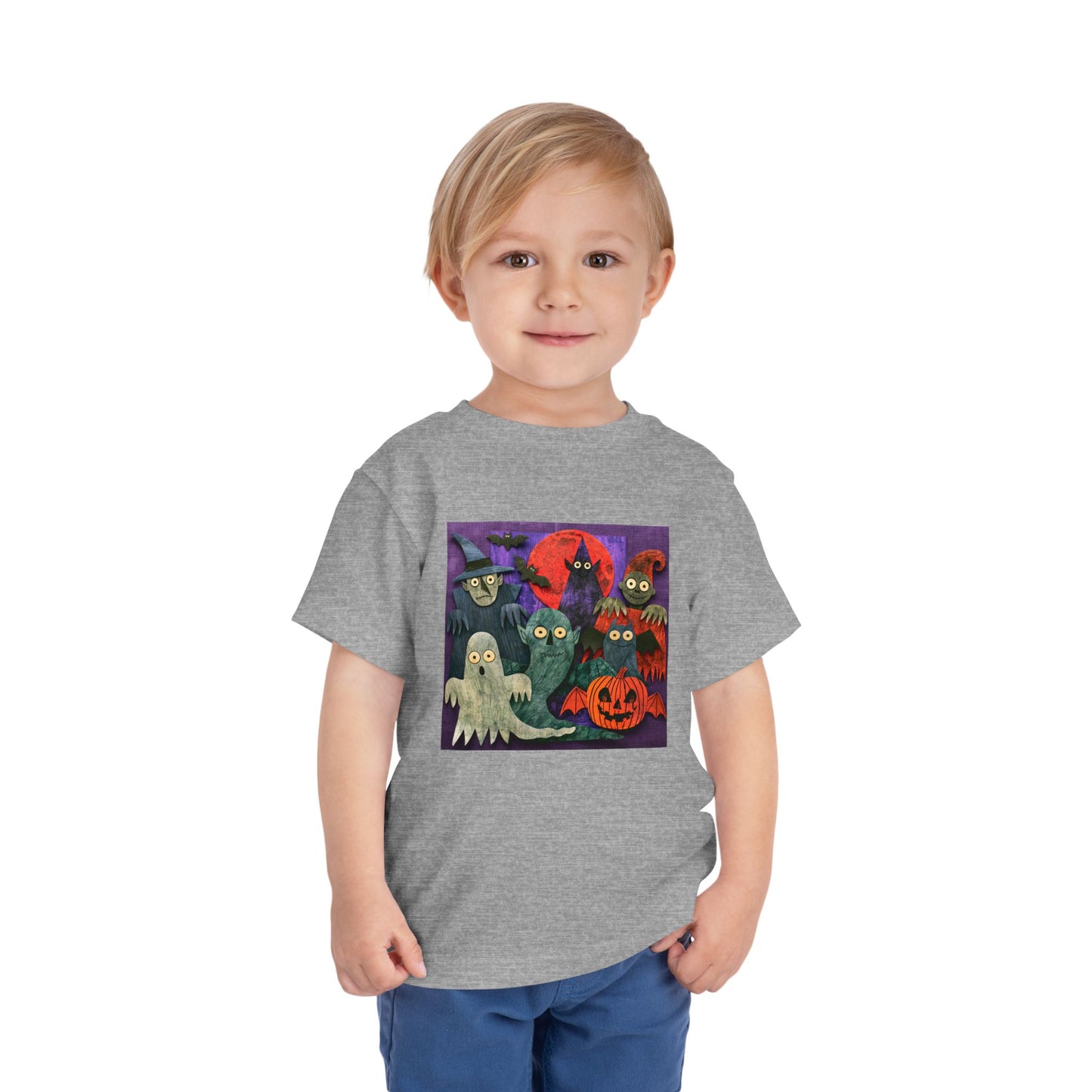 Toddler Tee — Cute Halloween Ghosts & Pumpkins Graphic