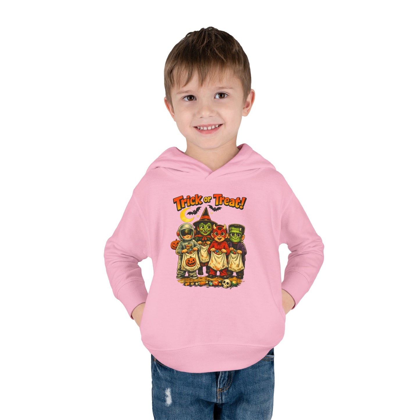 Vintage Trick or Treat Kids Costume Characters Hoodie | Toddler Pullover