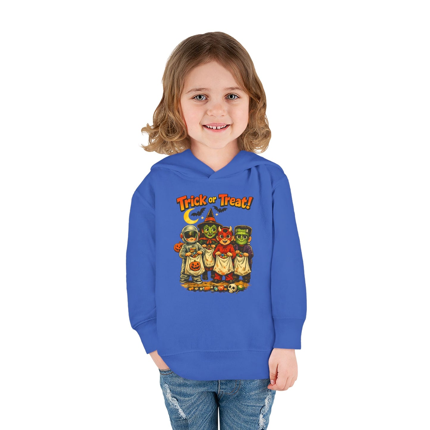 Vintage Trick or Treat Kids Costume Characters Hoodie | Toddler Pullover