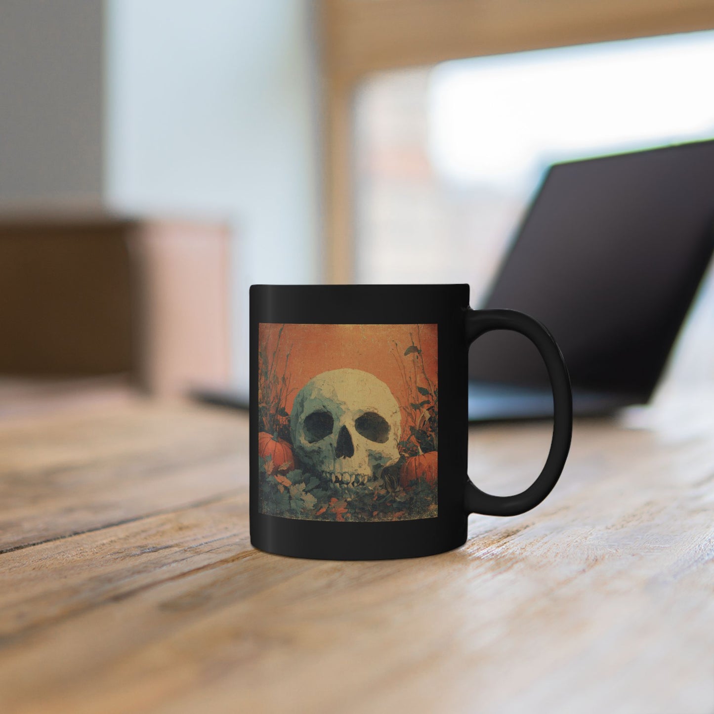 Skull & Pumpkin Halloween Mug — Spooky Gothic Coffee Cup (11oz/15oz)