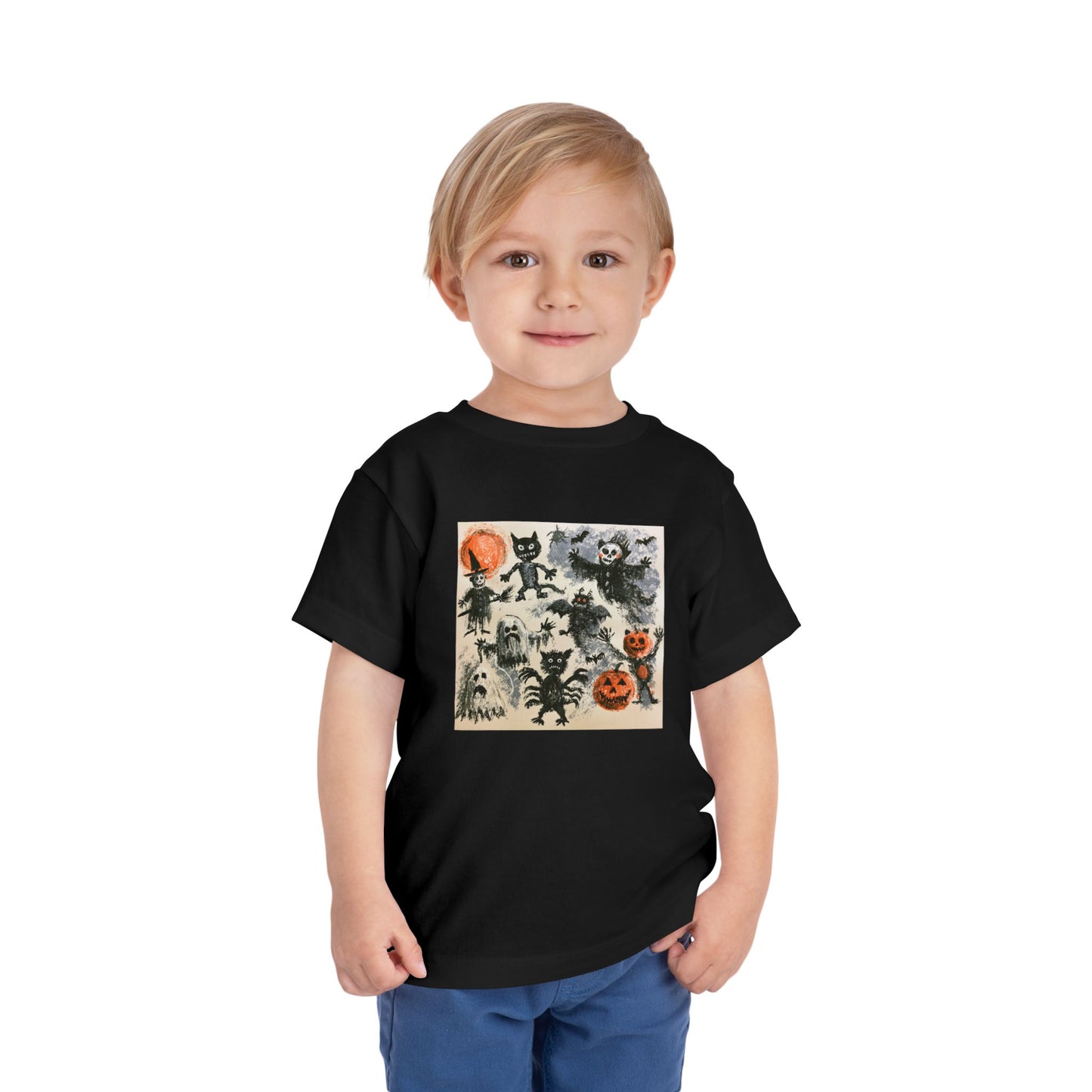 Vintage Halloween Characters Toddler Tee | Pumpkins, Bats, Ghosts