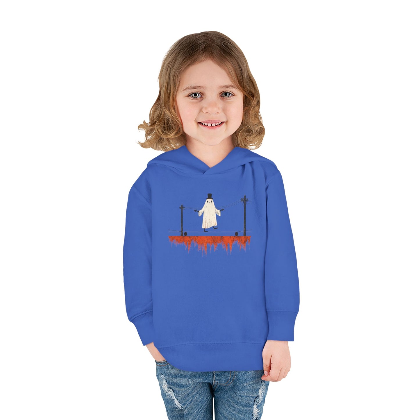 Toddler Hoodie — Cute Ghost on Haunted High Wire Halloween Pullover