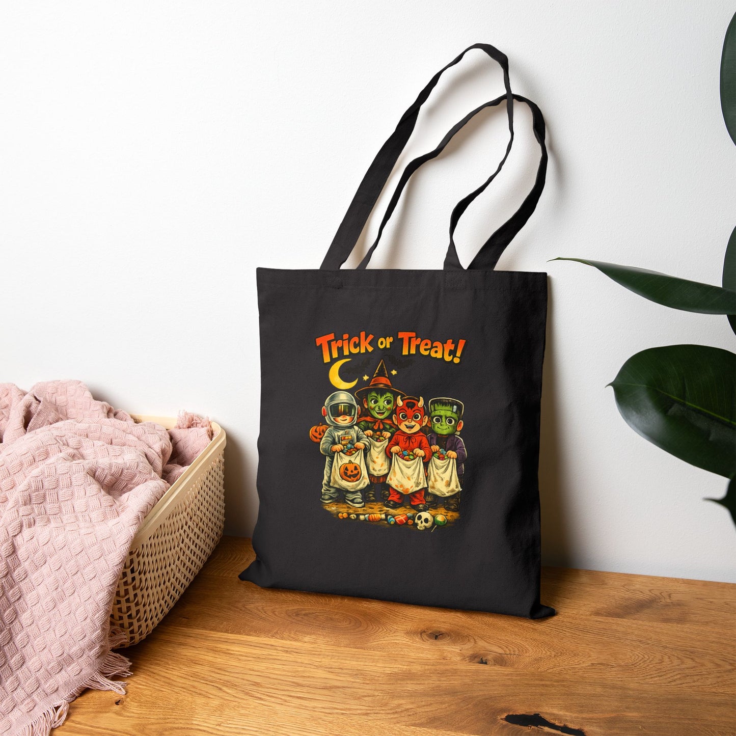Halloween Trick-or-Treat Tote Bag — Vintage Kids Costume Canvas Tote/Trick or Treat bag.