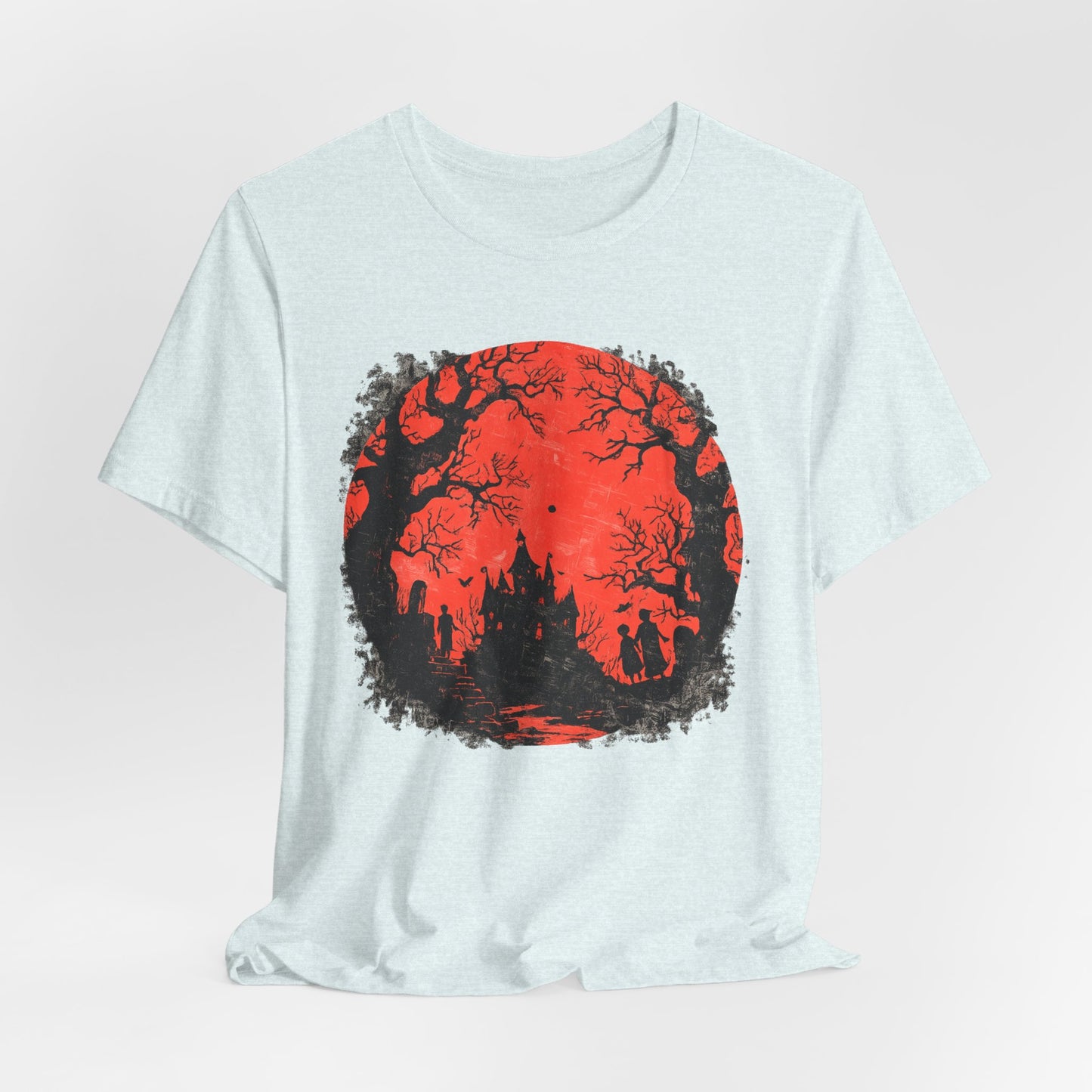 Horror Castle Tee — Red Moon Haunted Forest Graphic T-Shirt