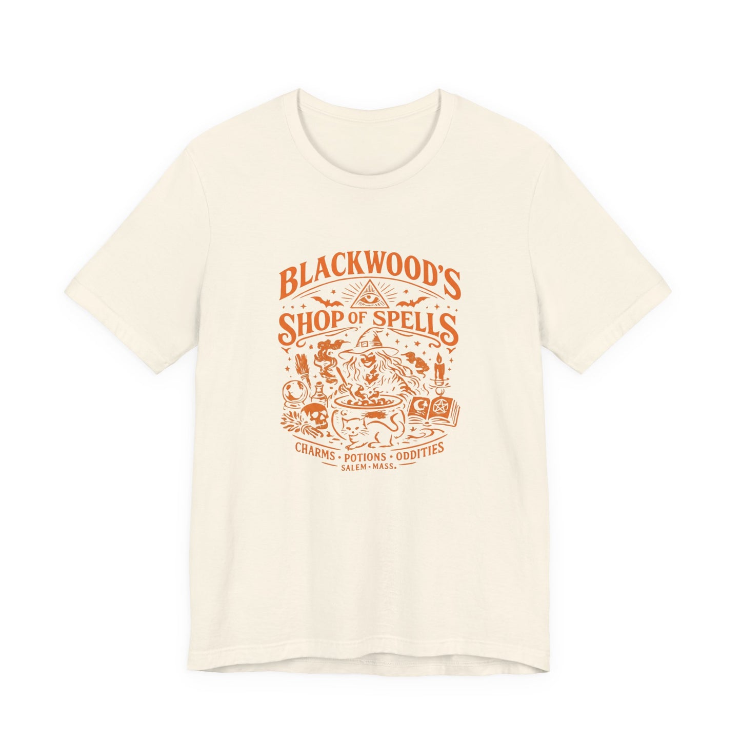 Witchy Graphic Tee — “Blackwood’s Shop of Spells” Vintage Potion T-Shirt