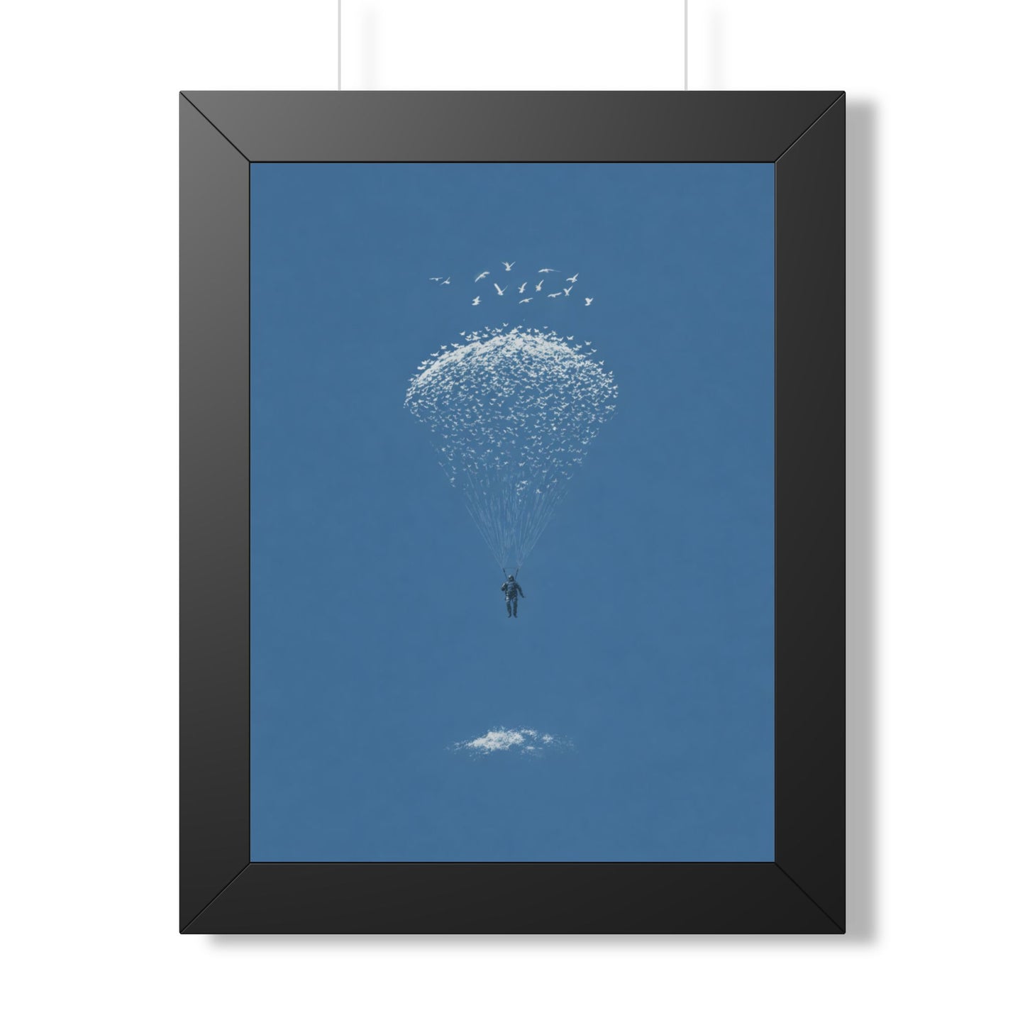 Framed Digital Print— Sky Diver Parachute Bird Cluster Minimal Art Print