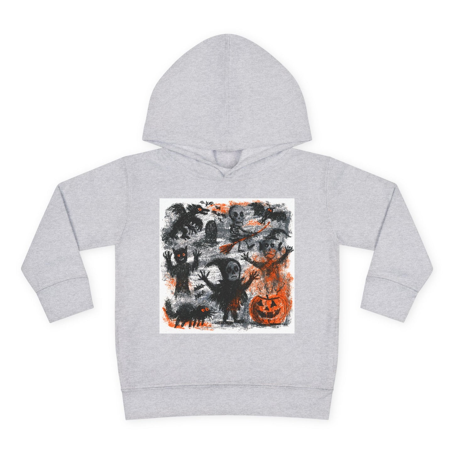 Spooky Halloween Scene Toddler Hoodie | Pumpkin, Ghosts & Bats