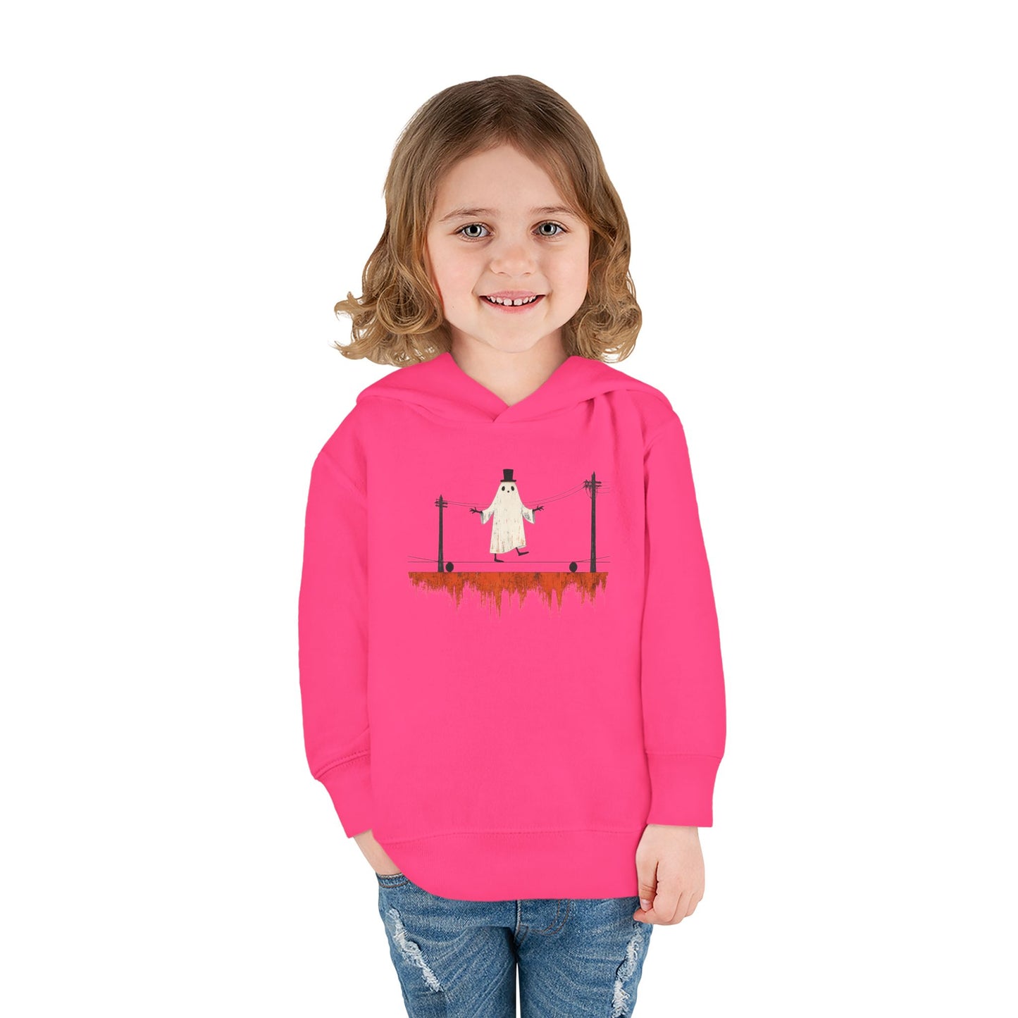 Toddler Hoodie — Cute Ghost on Haunted High Wire Halloween Pullover