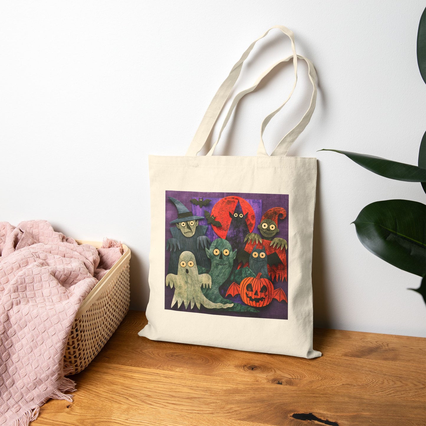 Halloween Ghosts Tote/Trick Or Treat Bag — Cute Spooky Characters Canvas Tote