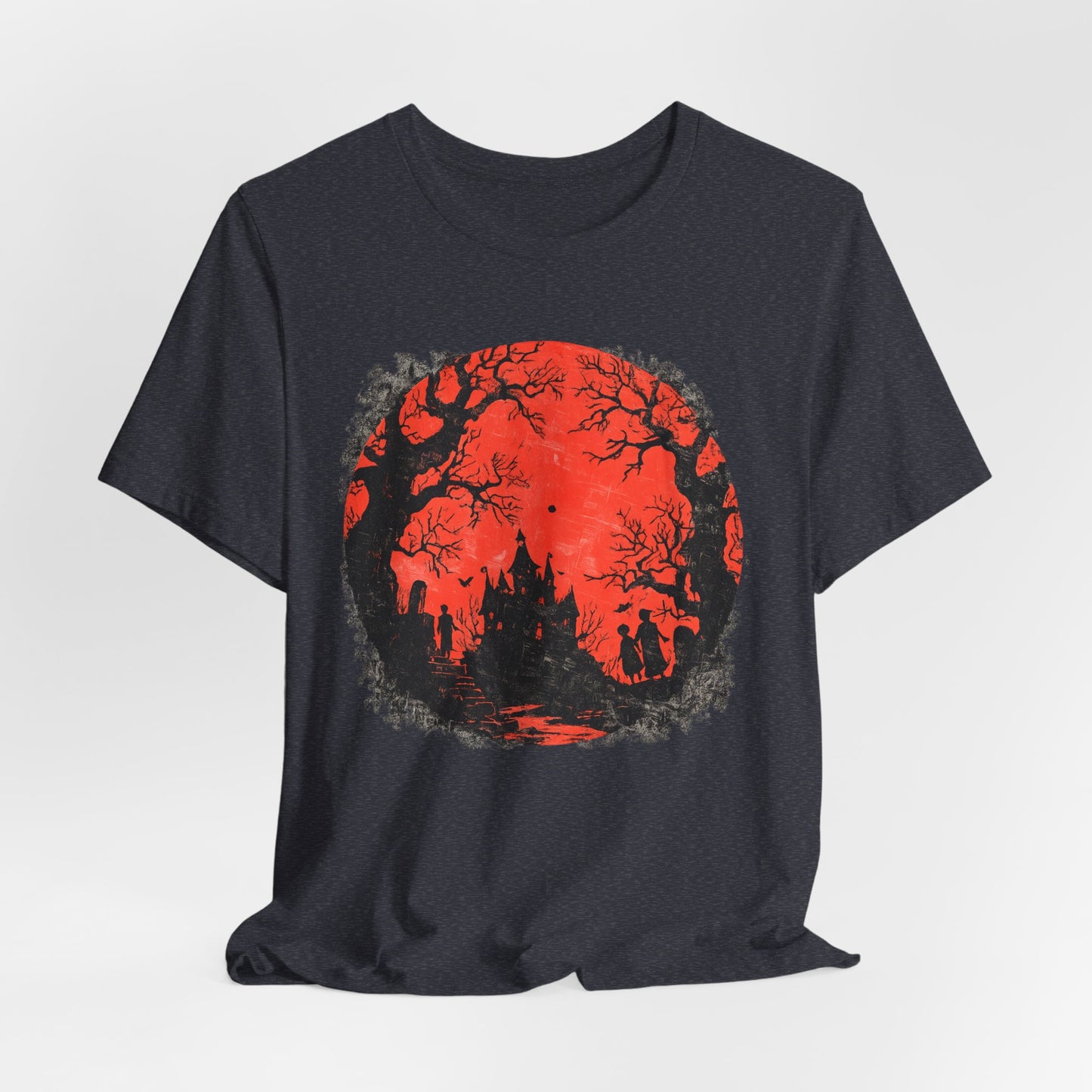 Horror Castle Tee — Red Moon Haunted Forest Graphic T-Shirt