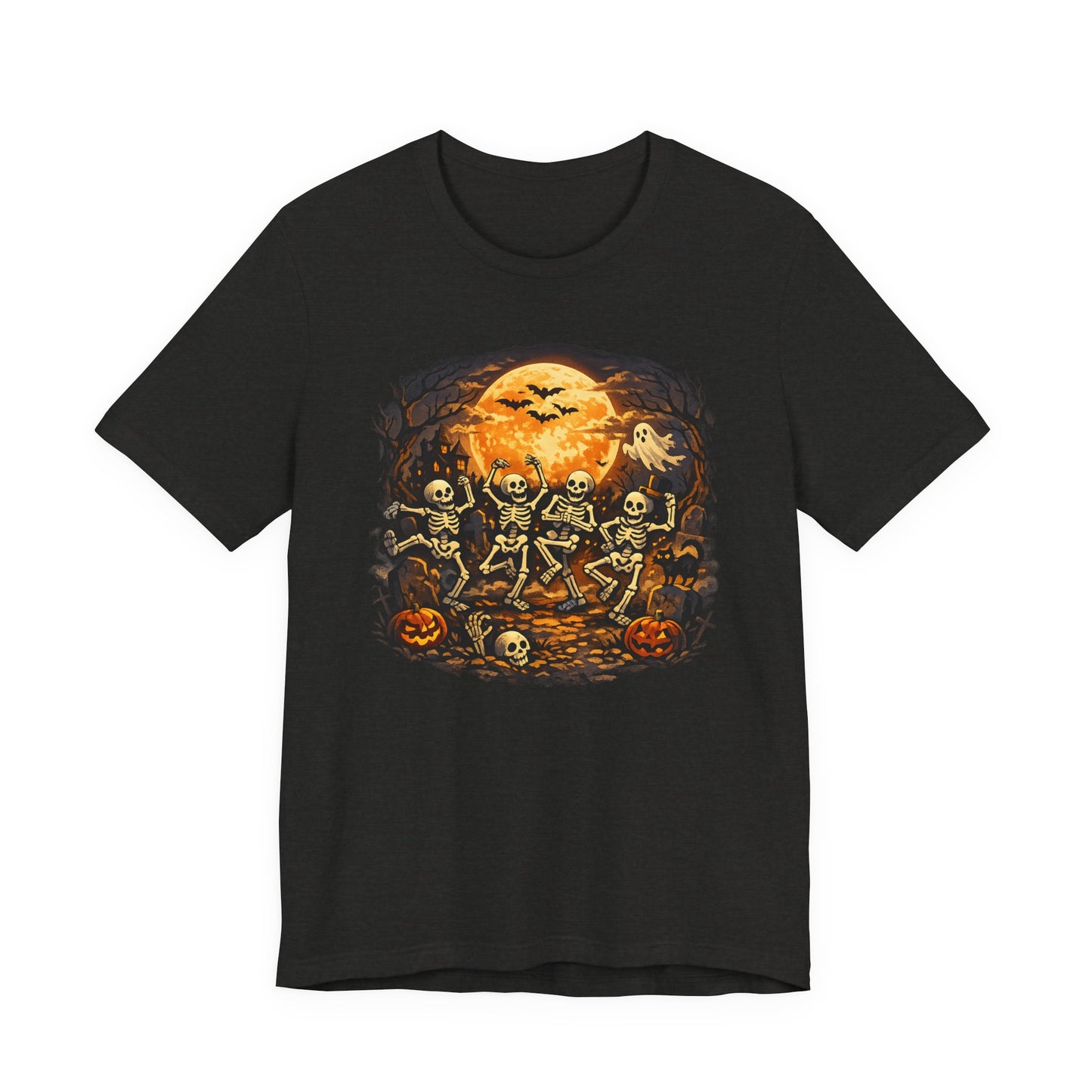 Halloween Skeleton Dance T-Shirt — Spooky Pumpkin Full Moon Tee