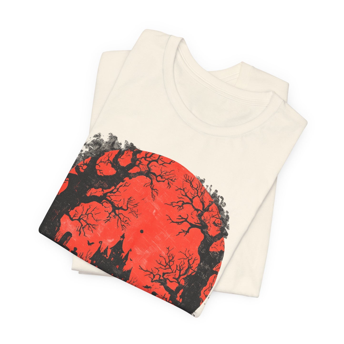 Horror Castle Tee — Red Moon Haunted Forest Graphic T-Shirt