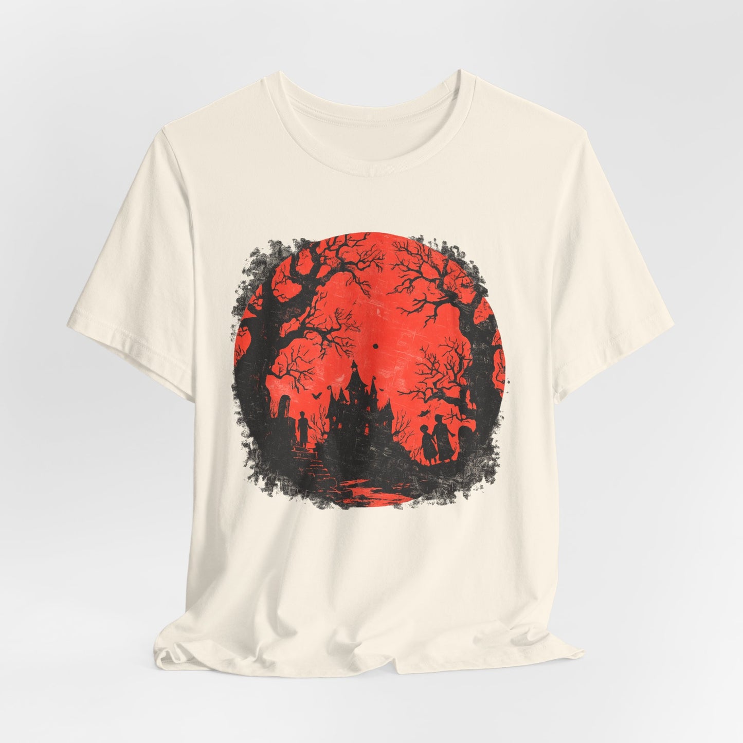 Horror Castle Tee — Red Moon Haunted Forest Graphic T-Shirt