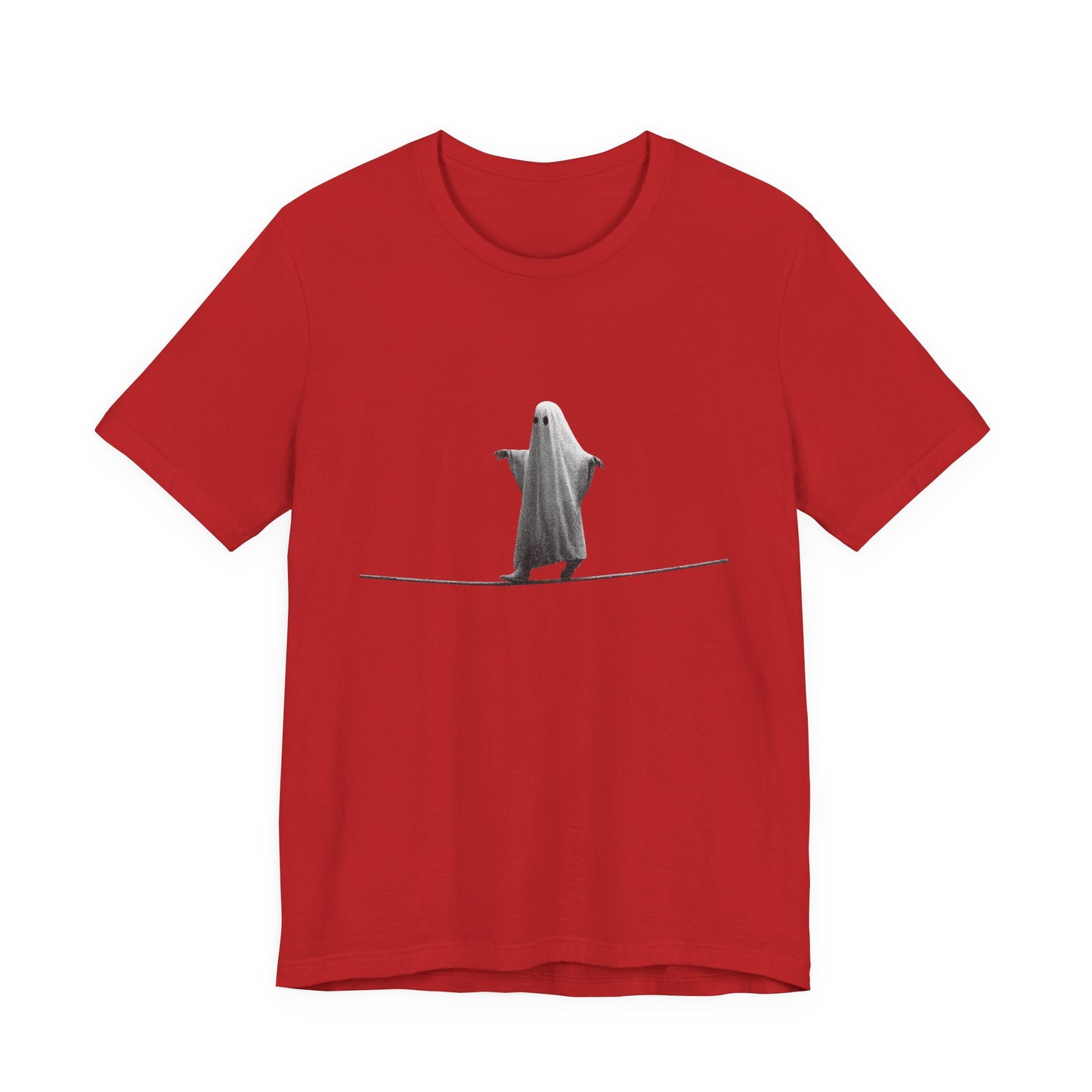 Ghost Balancer T‑Shirt — Minimalist Cute Ghost on Tightrope Tee