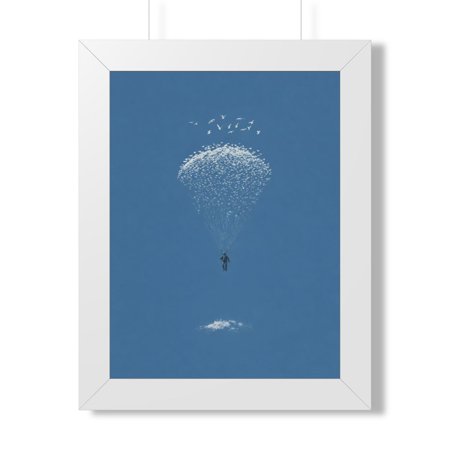 Framed Digital Print— Sky Diver Parachute Bird Cluster Minimal Art Print