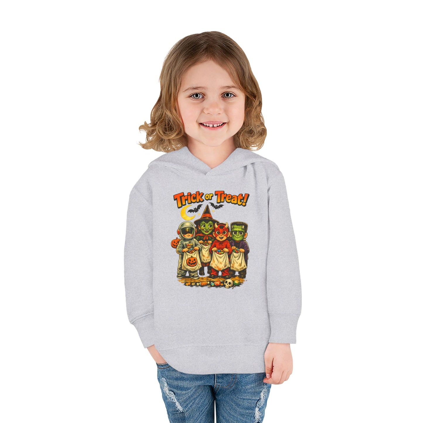 Vintage Trick or Treat Kids Costume Characters Hoodie | Toddler Pullover