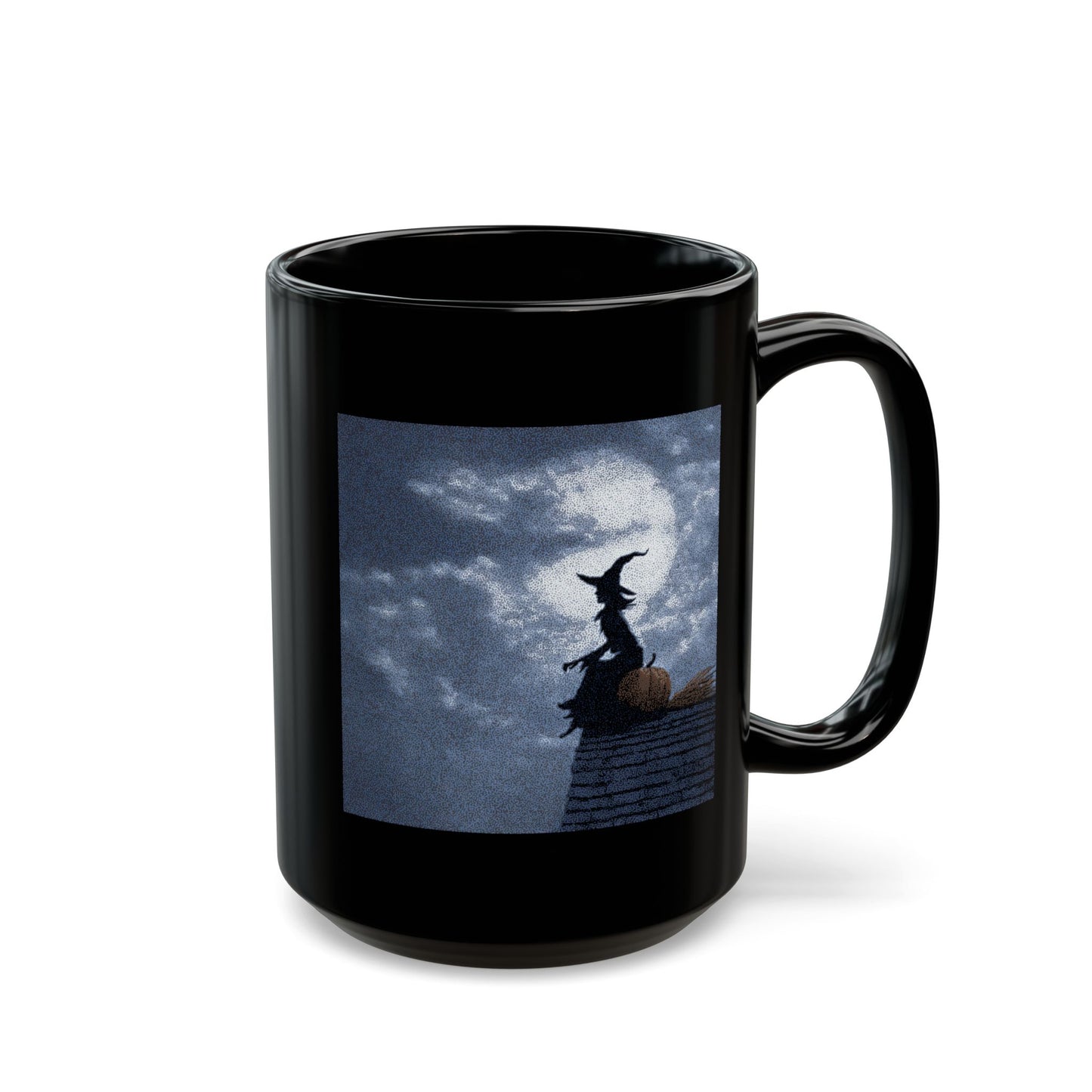 Halloween Witch Silhouette Mug — Spooky Moonlit Pumpkin Coffee Cup (11oz/15oz)