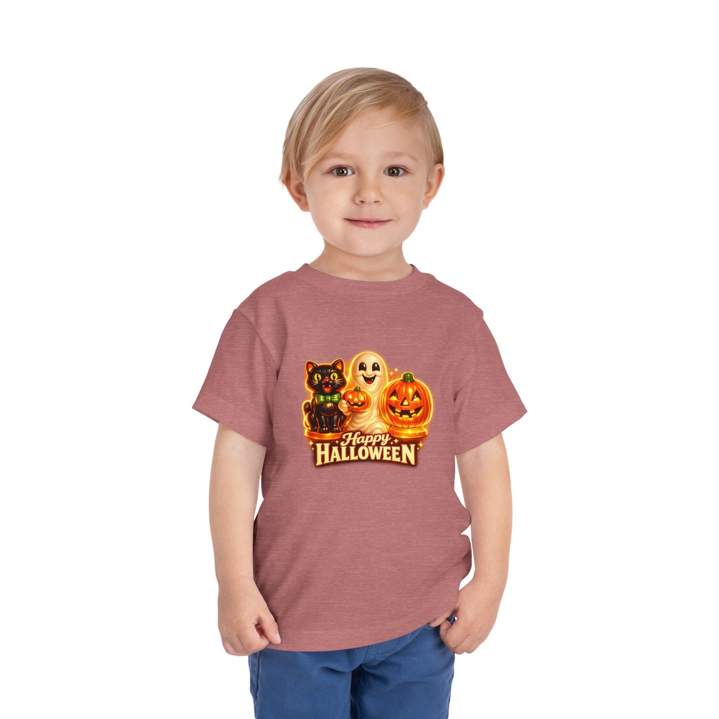 Toddler Halloween Tee - Cute Ghost, Black Cat, & Jack-O'-Lantern “Halloween Blow Mold” Shirt