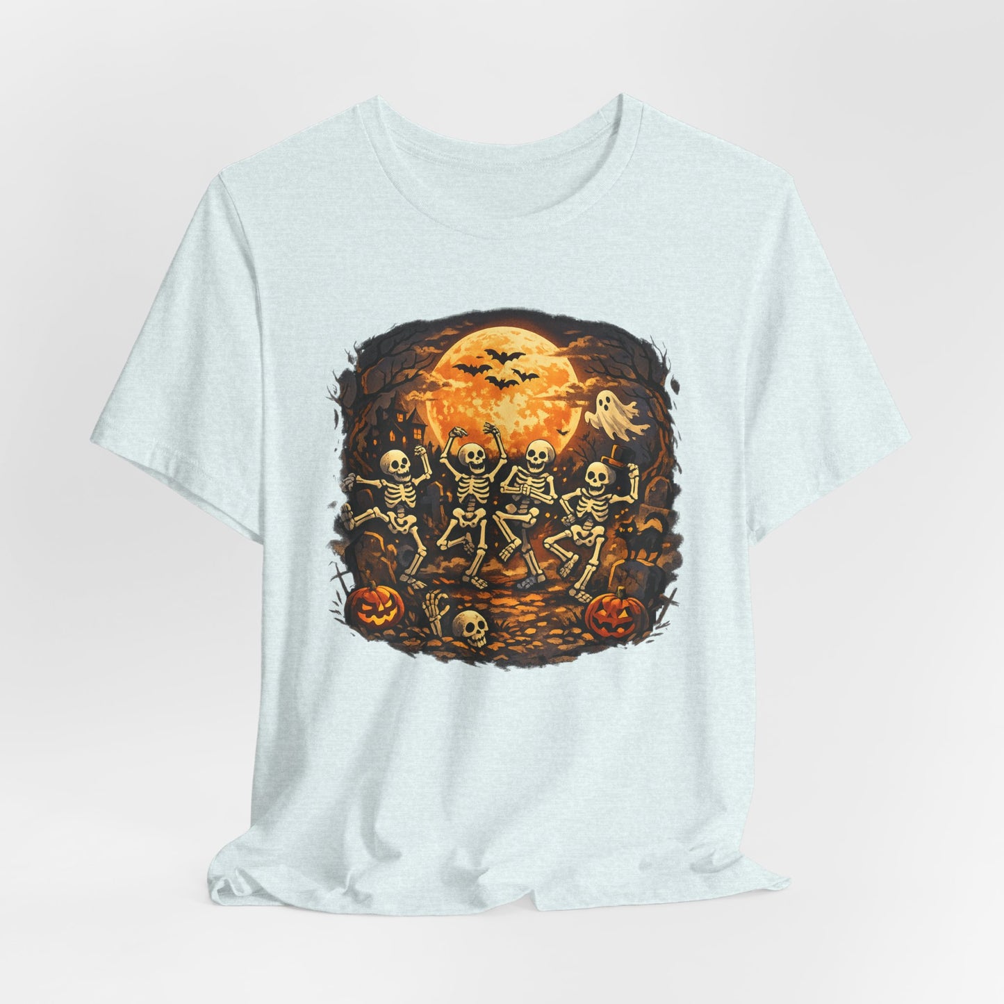 Halloween Skeleton Dance T-Shirt — Spooky Pumpkin Full Moon Tee