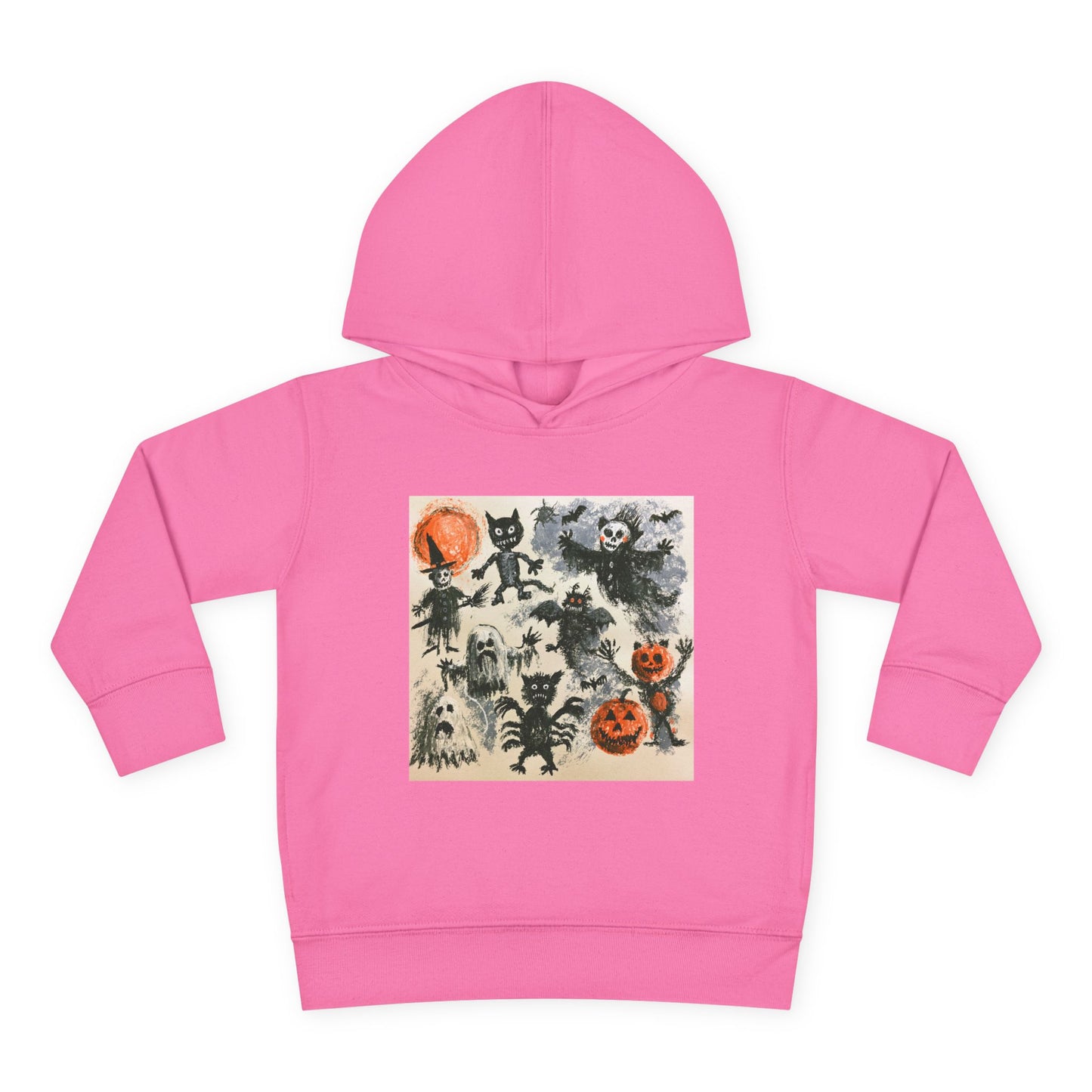 Vintage Halloween Monsters Toddler Hoodie | Ghosts, Cats, Pumpkins
