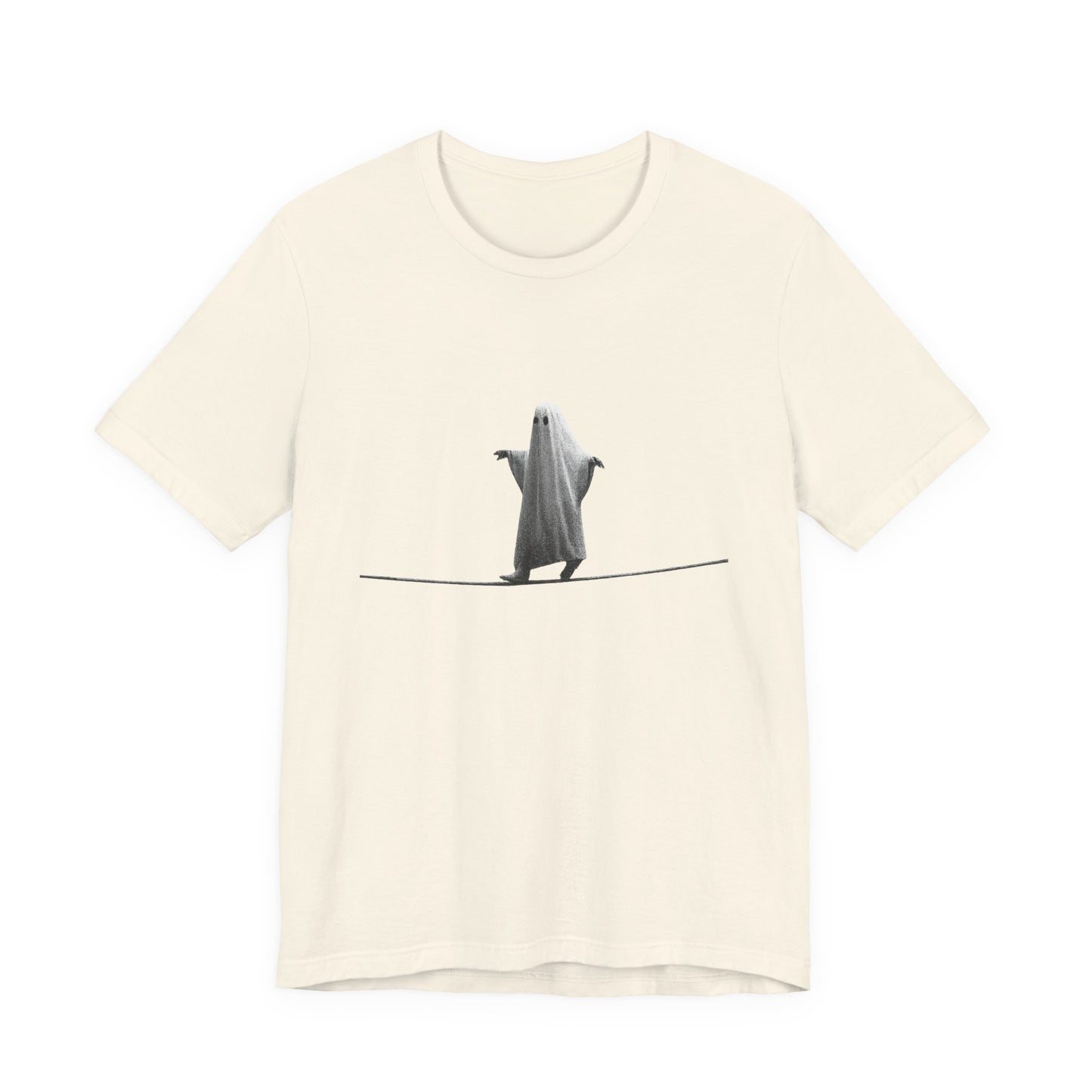Ghost Balancer T‑Shirt — Minimalist Cute Ghost on Tightrope Tee