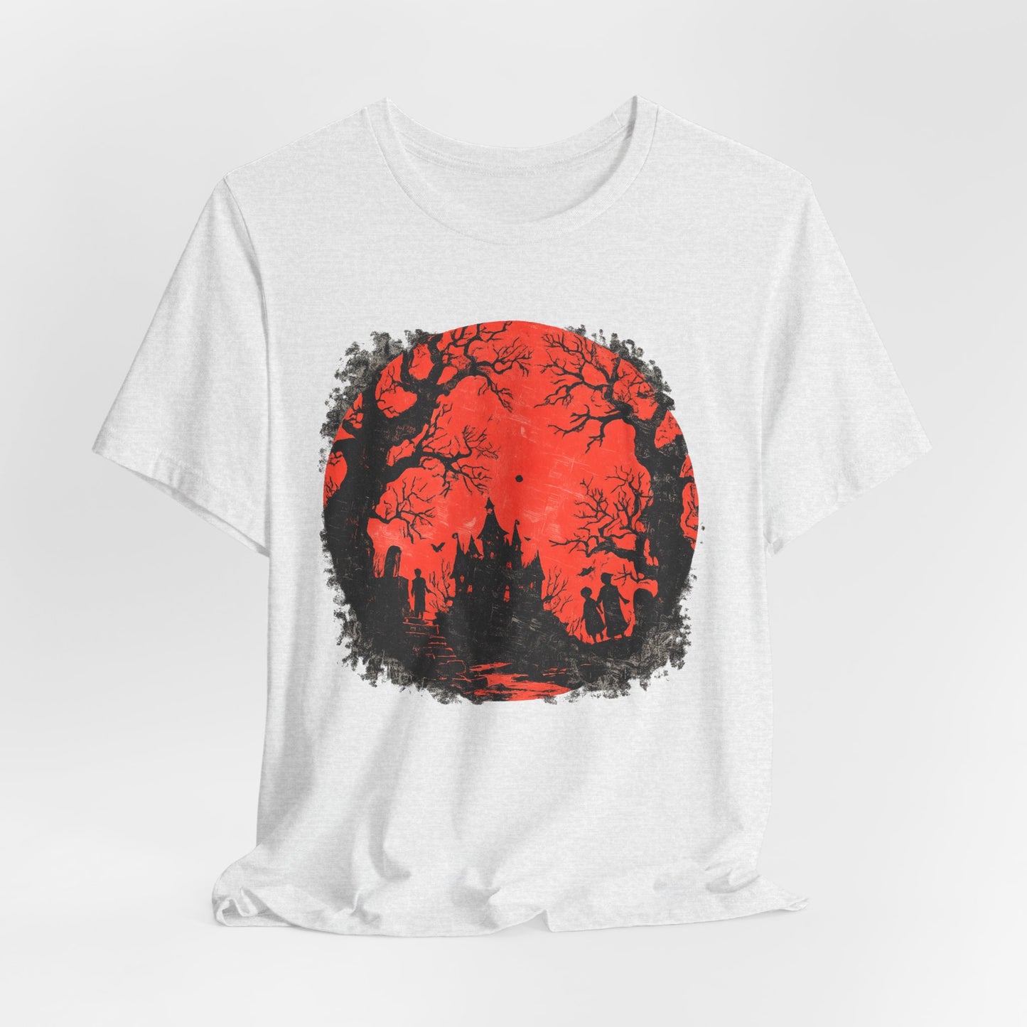 Horror Castle Tee — Red Moon Haunted Forest Graphic T-Shirt