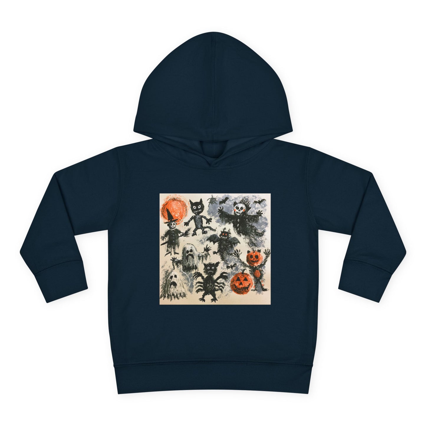 Vintage Halloween Monsters Toddler Hoodie | Ghosts, Cats, Pumpkins