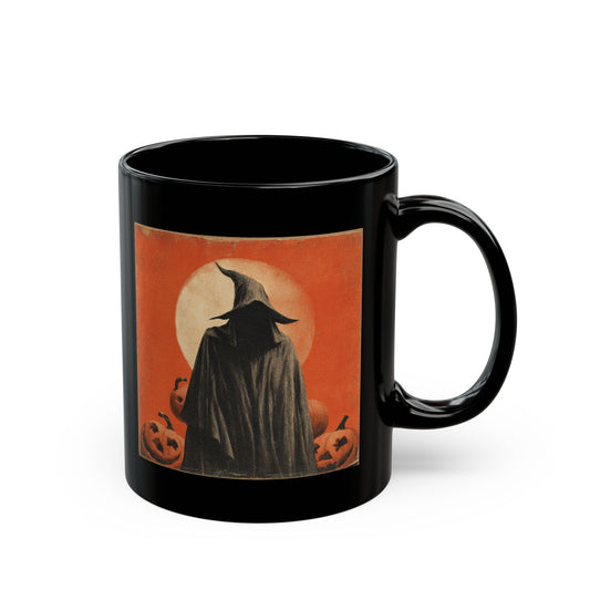 Halloween Witch Pumpkin Black Mug – Vintage Spooky Coffee Cup (11oz/15oz)