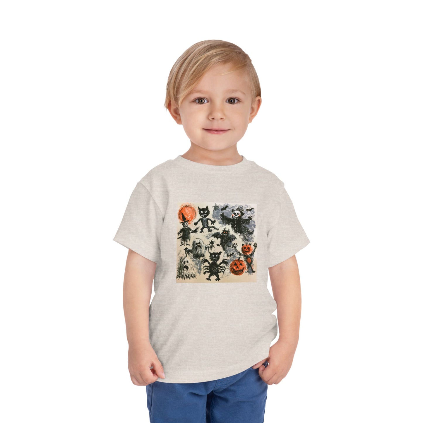 Vintage Halloween Characters Toddler Tee | Pumpkins, Bats, Ghosts