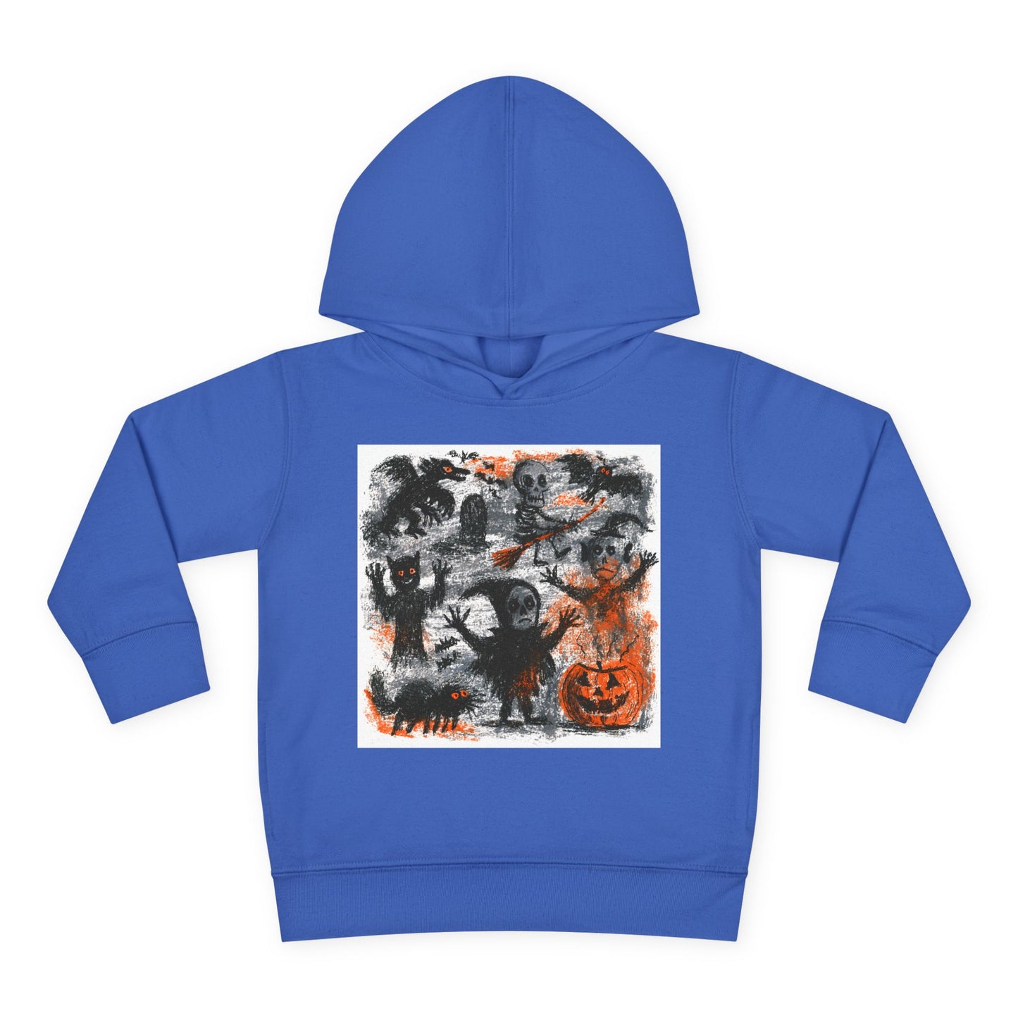Spooky Halloween Scene Toddler Hoodie | Pumpkin, Ghosts & Bats