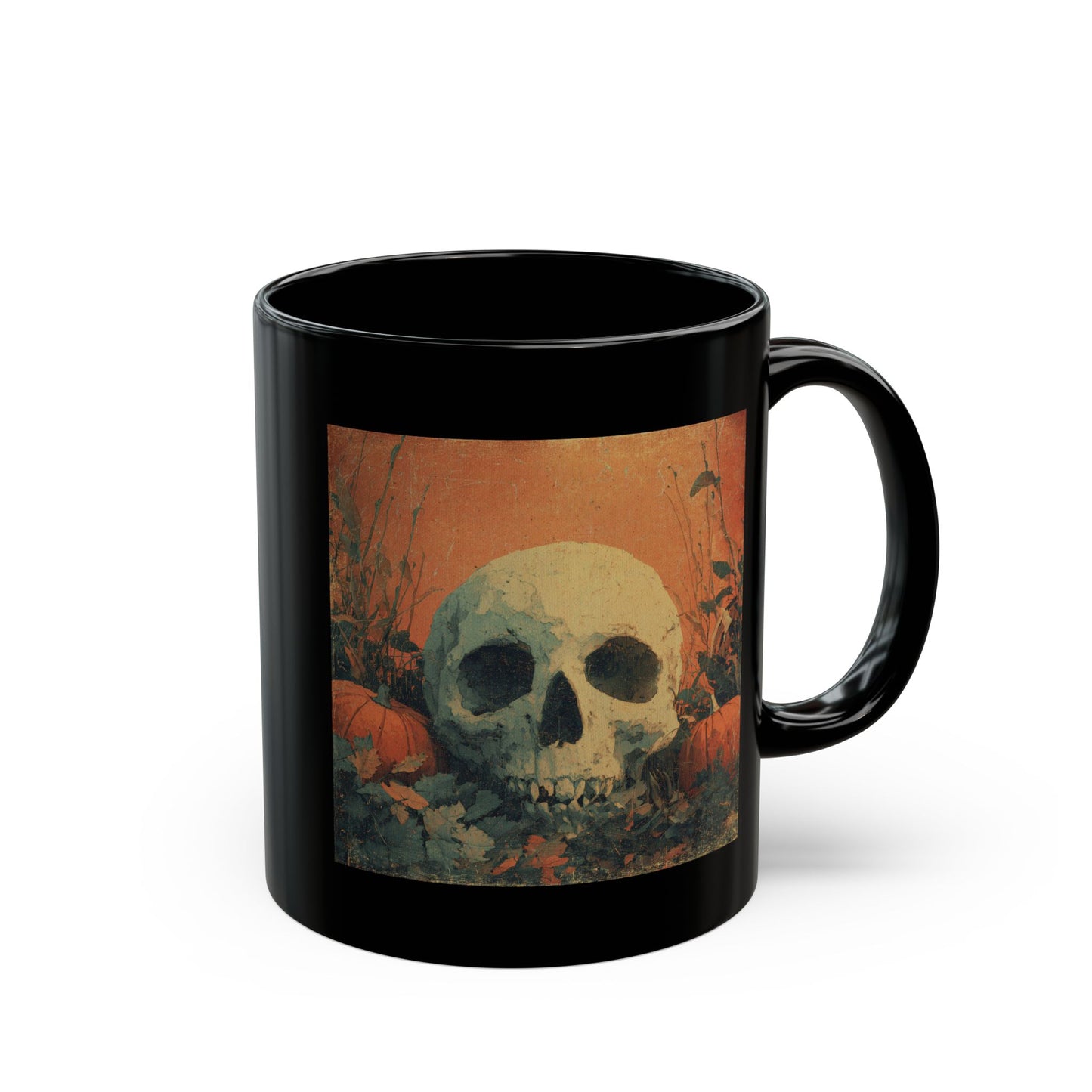 Skull & Pumpkin Halloween Mug — Spooky Gothic Coffee Cup (11oz/15oz)