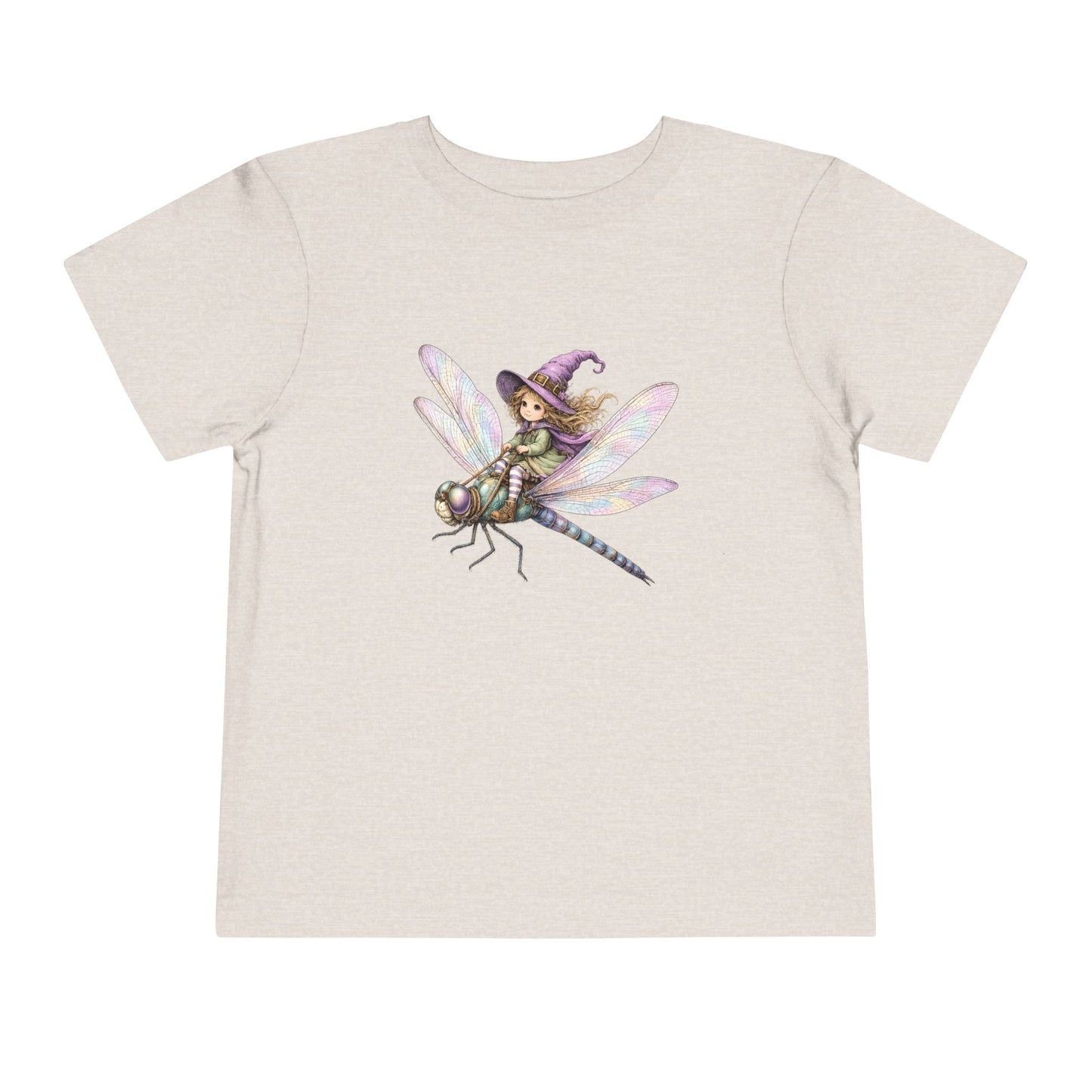 Fairy Witch Riding Dragonfly Toddler Tee | Magical Woodland Illustration
