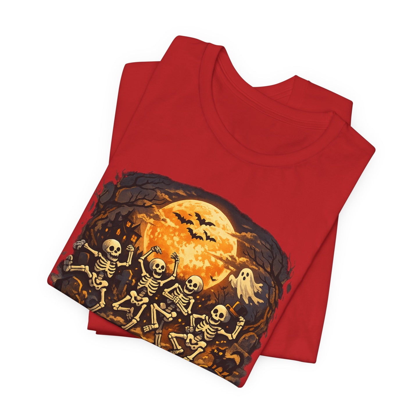 Halloween Skeleton Dance T-Shirt — Spooky Pumpkin Full Moon Tee