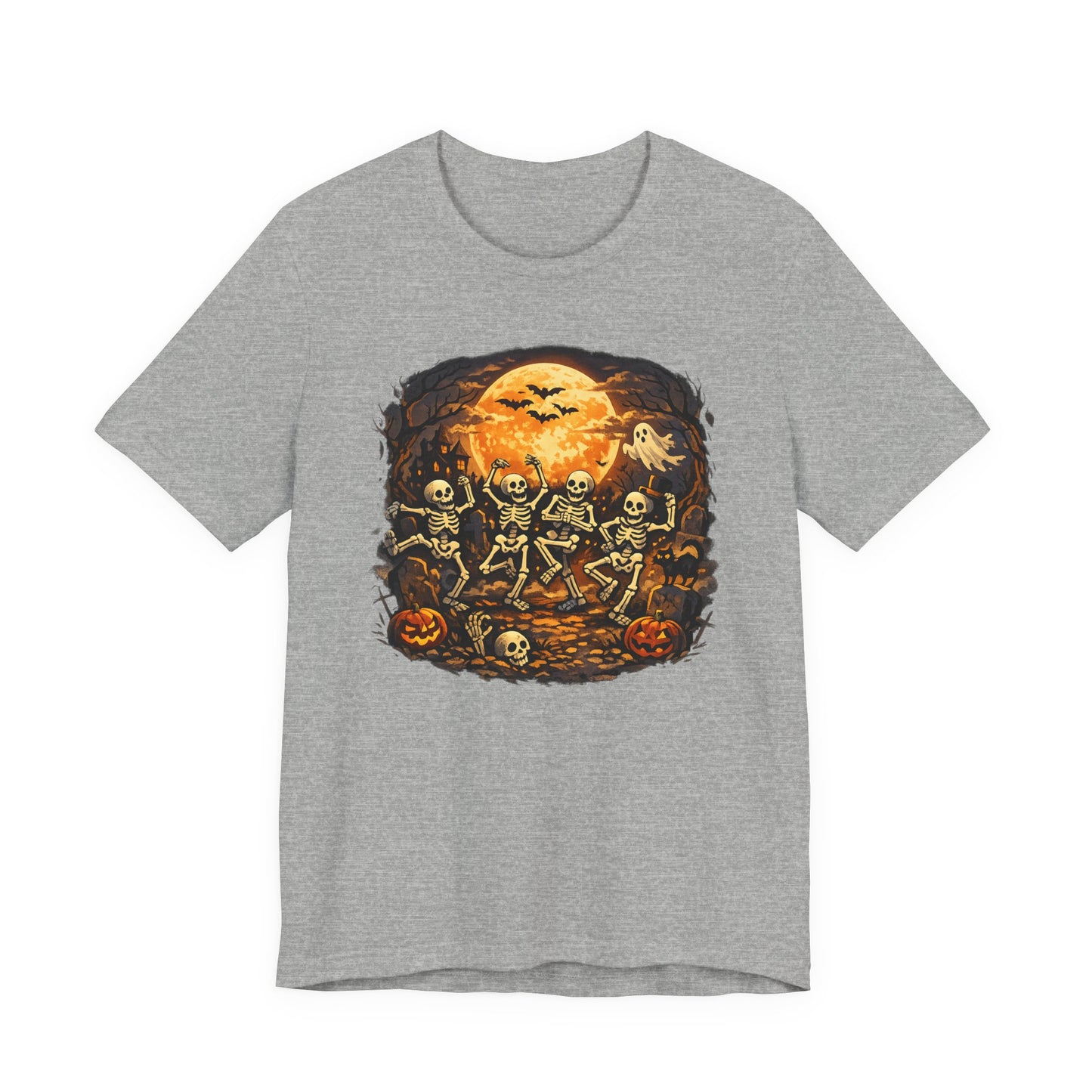 Halloween Skeleton Dance T-Shirt — Spooky Pumpkin Full Moon Tee
