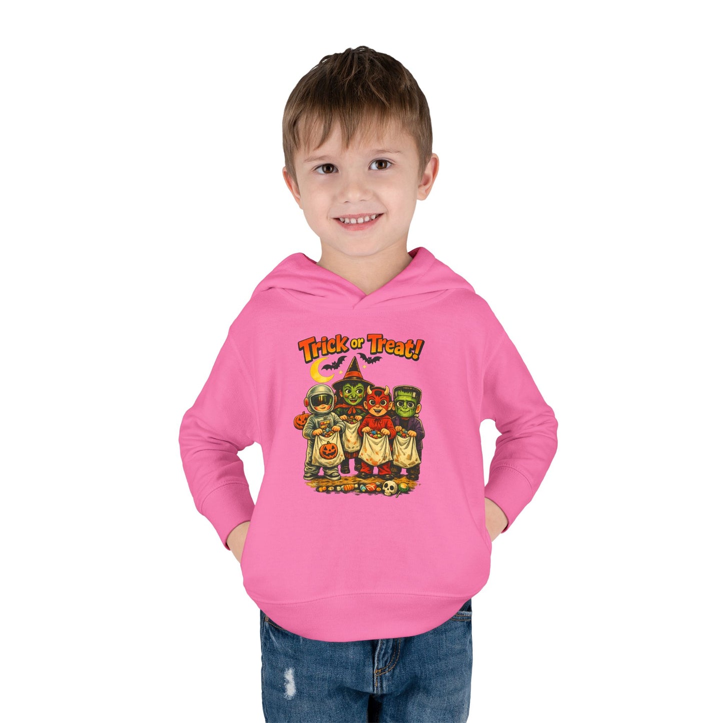 Vintage Trick or Treat Kids Costume Characters Hoodie | Toddler Pullover