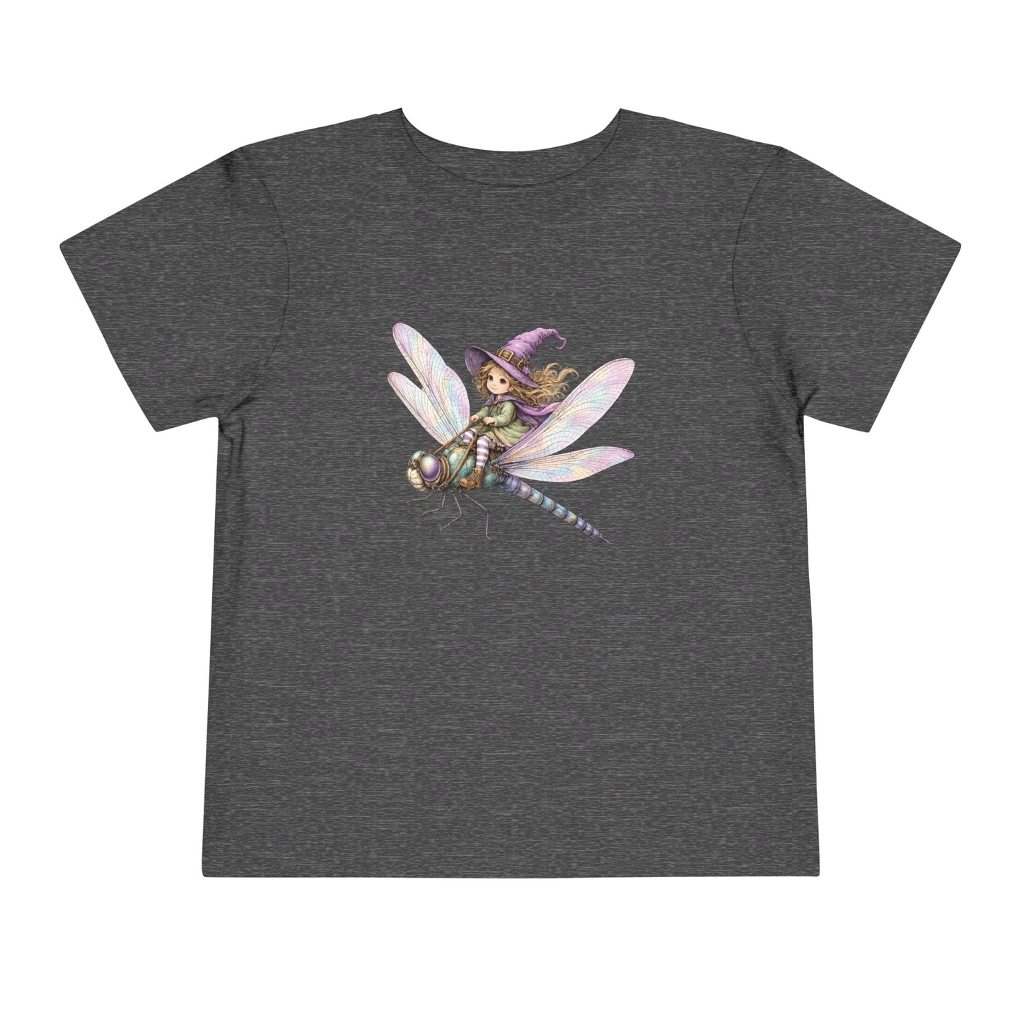 Fairy Witch Riding Dragonfly Toddler Tee | Magical Woodland Illustration
