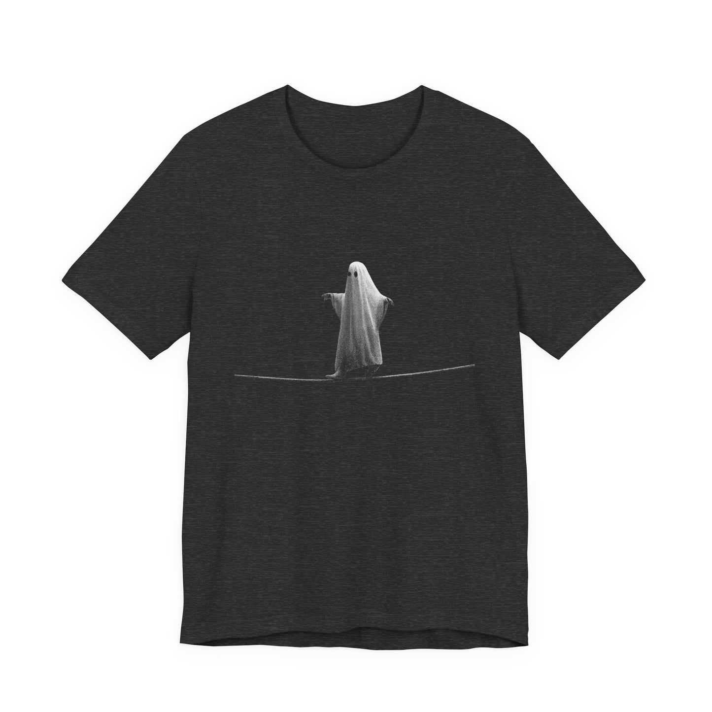 Ghost Balancer T‑Shirt — Minimalist Cute Ghost on Tightrope Tee