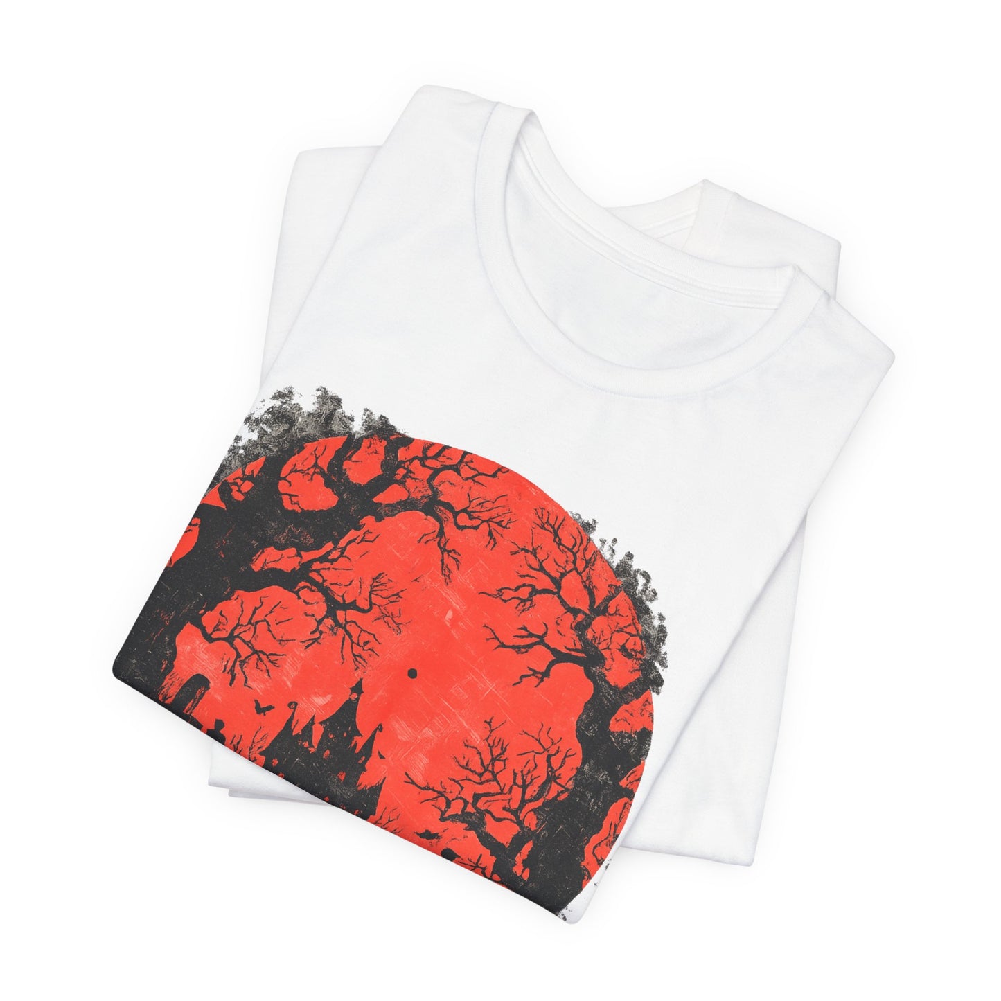 Horror Castle Tee — Red Moon Haunted Forest Graphic T-Shirt