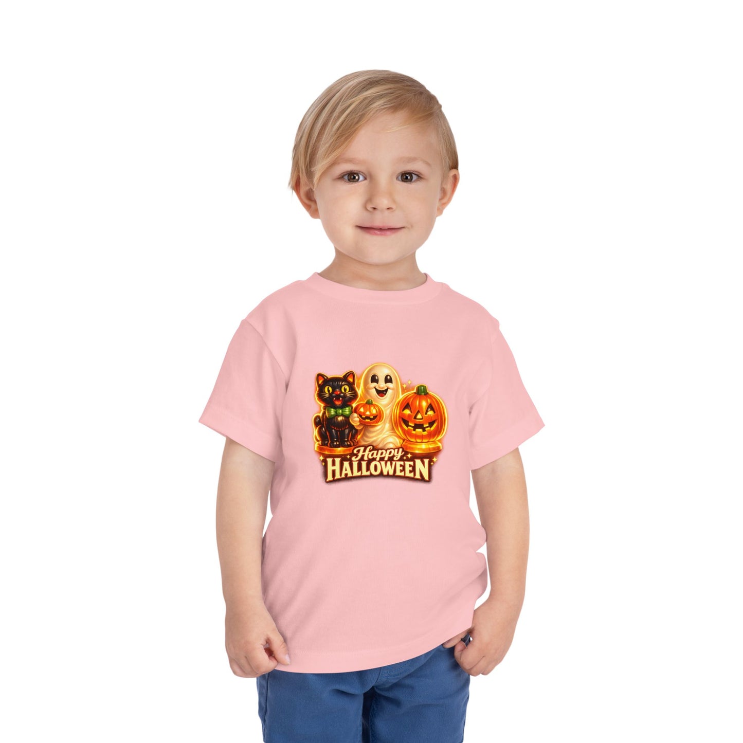 Toddler Halloween Tee - Cute Ghost, Black Cat, & Jack-O'-Lantern “Halloween Blow Mold” Shirt