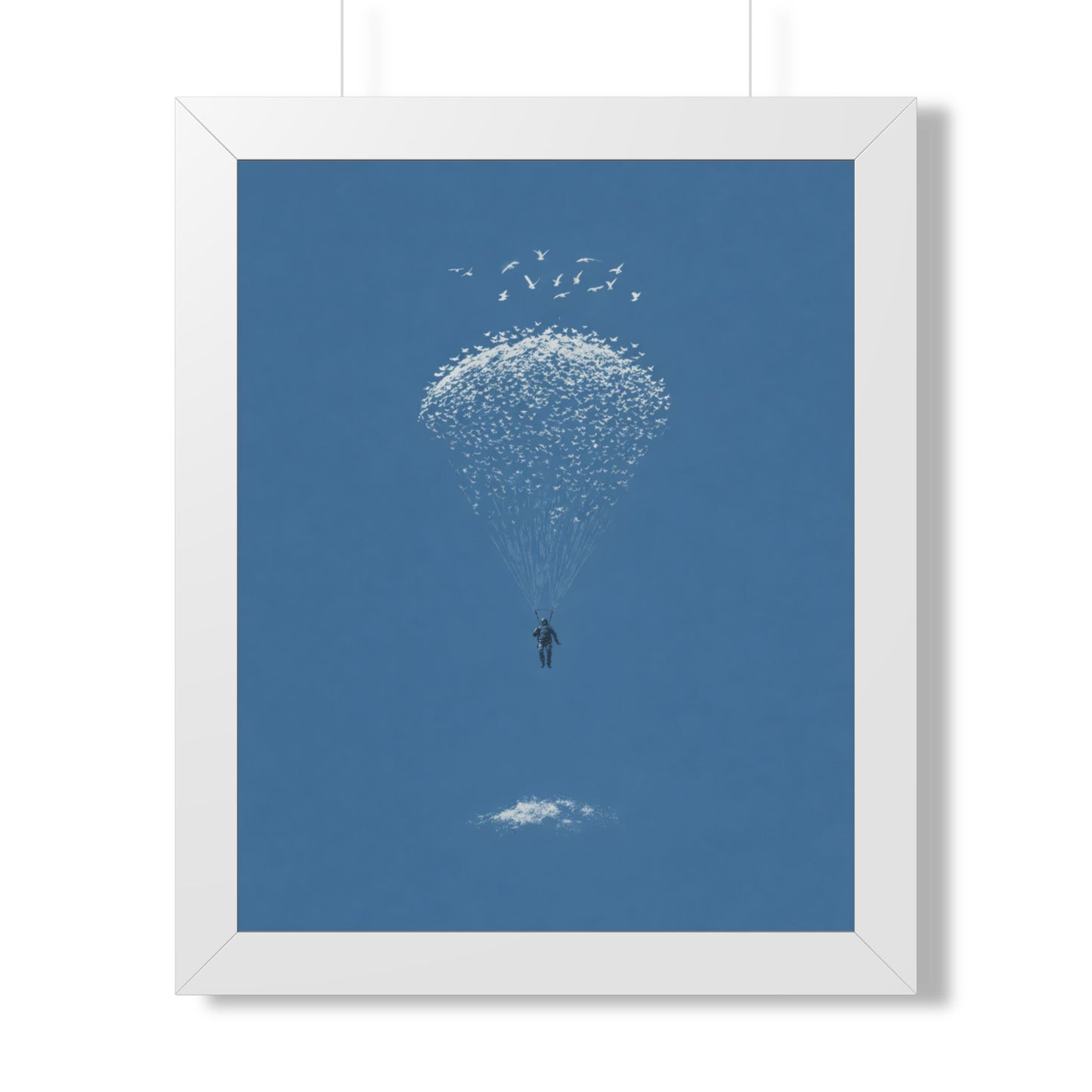 Framed Digital Print— Sky Diver Parachute Bird Cluster Minimal Art Print