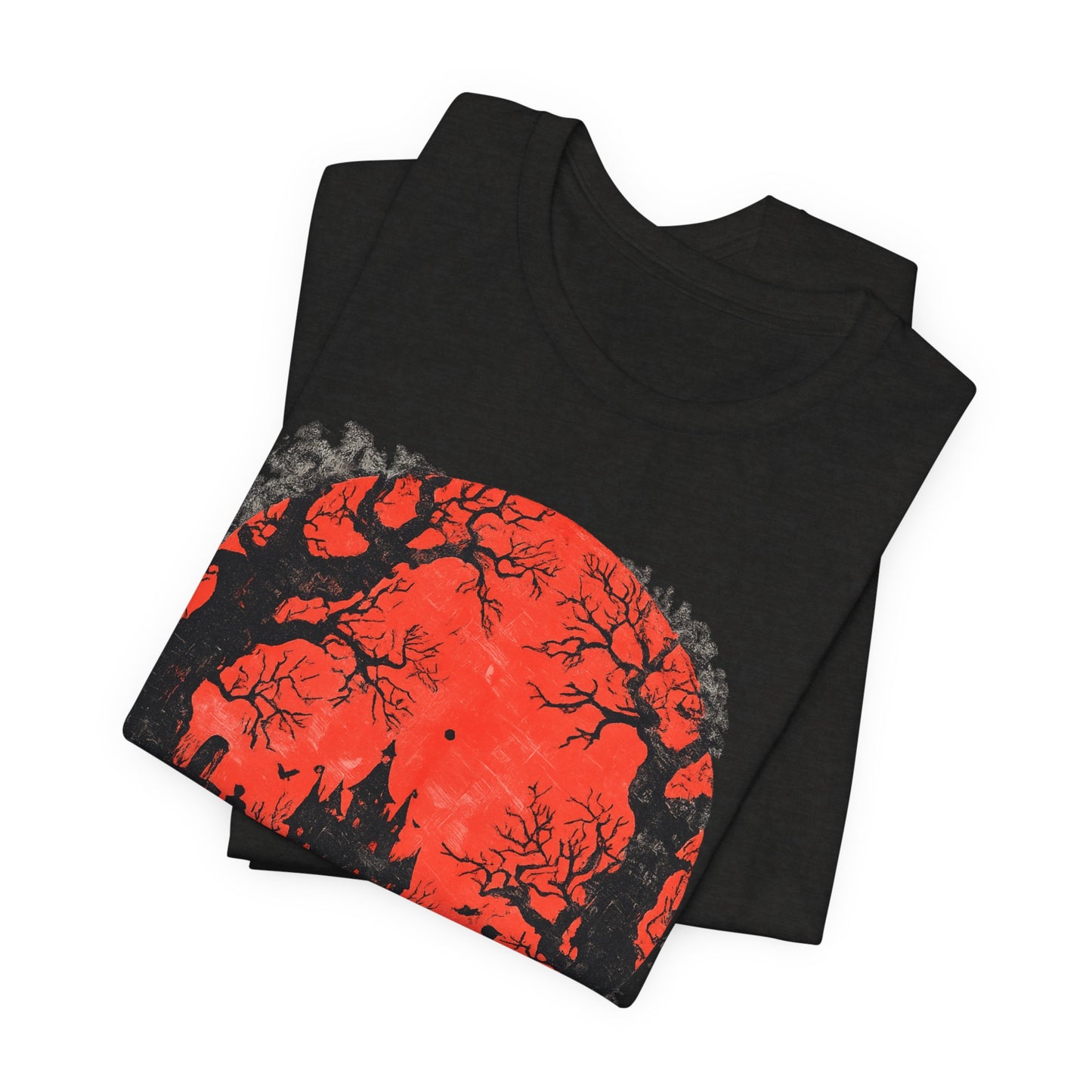 Horror Castle Tee — Red Moon Haunted Forest Graphic T-Shirt