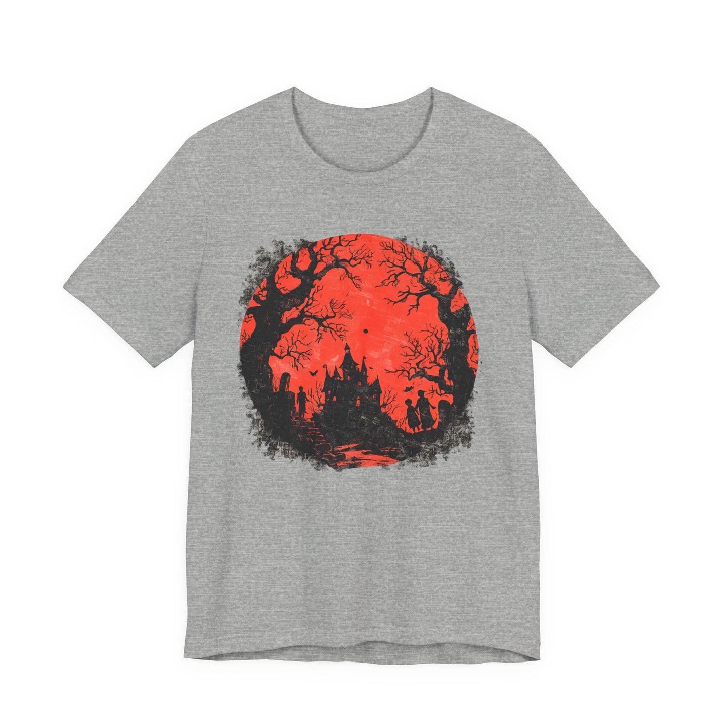 Horror Castle Tee — Red Moon Haunted Forest Graphic T-Shirt