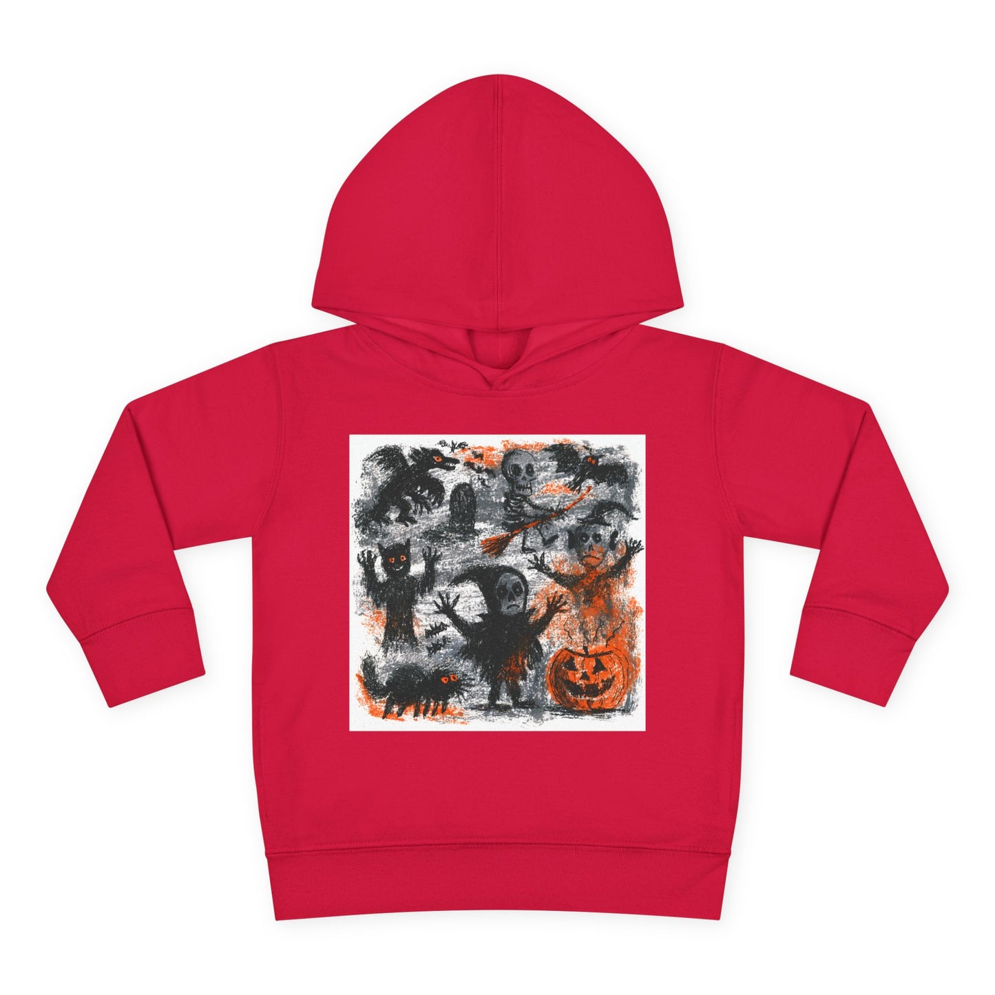 Spooky Halloween Scene Toddler Hoodie | Pumpkin, Ghosts & Bats